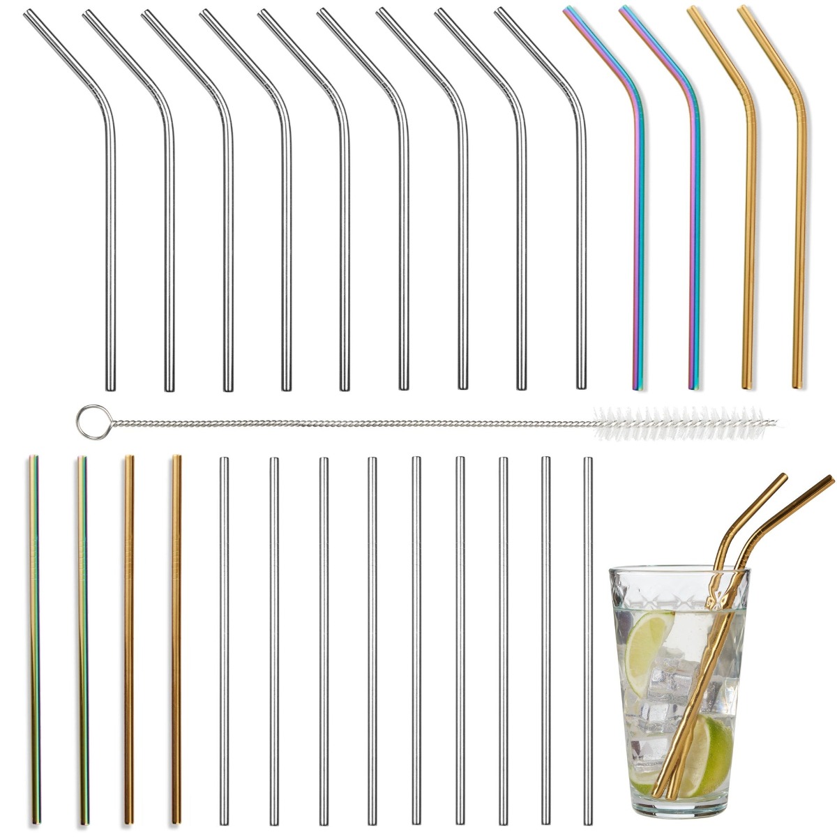 Relaxdays Trinkhalme 12 X Strohhalme Glas Bunt 23 Cm Hier Kaufen Bei
