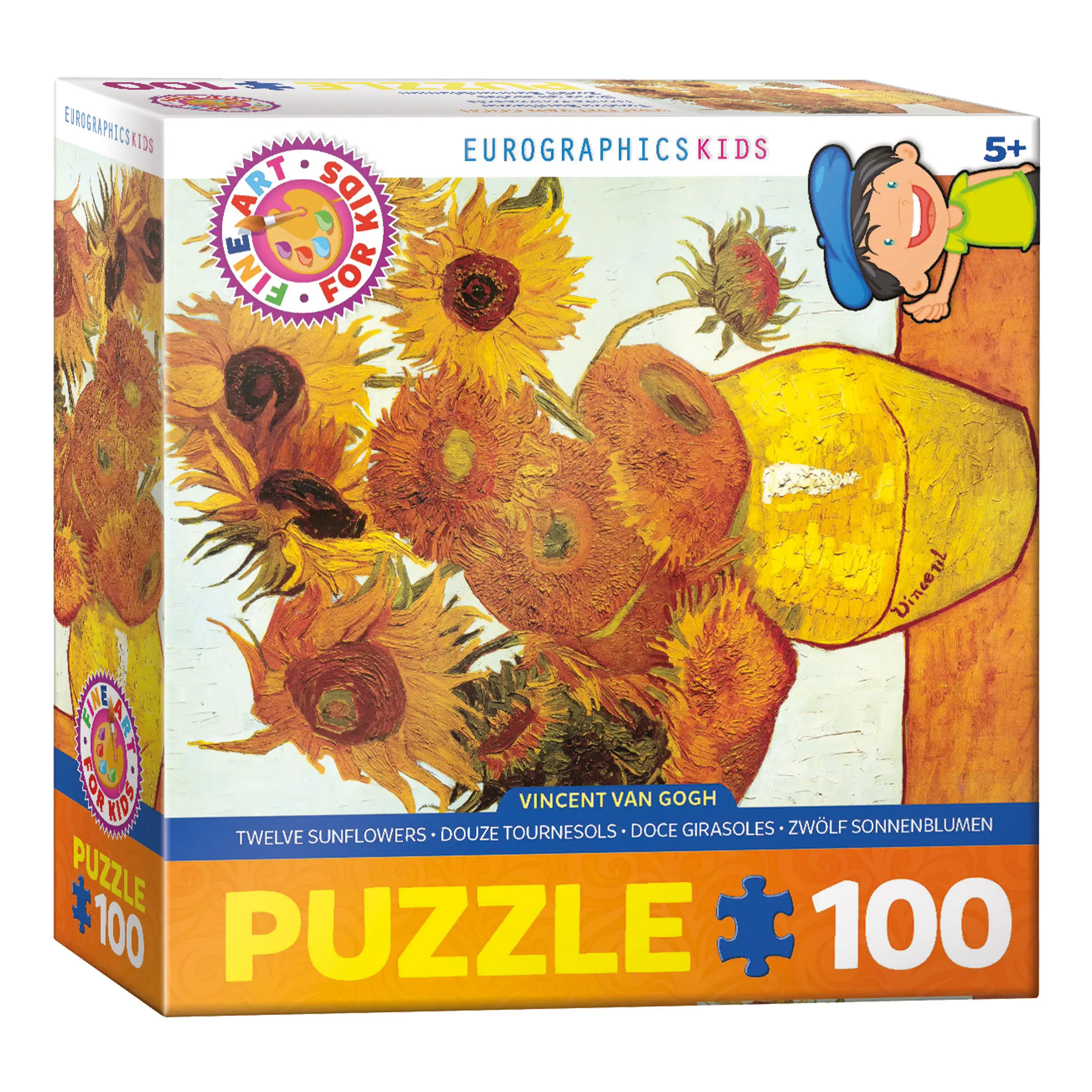 Vase Puzzle in Zw枚lf einer Sonnenblumen