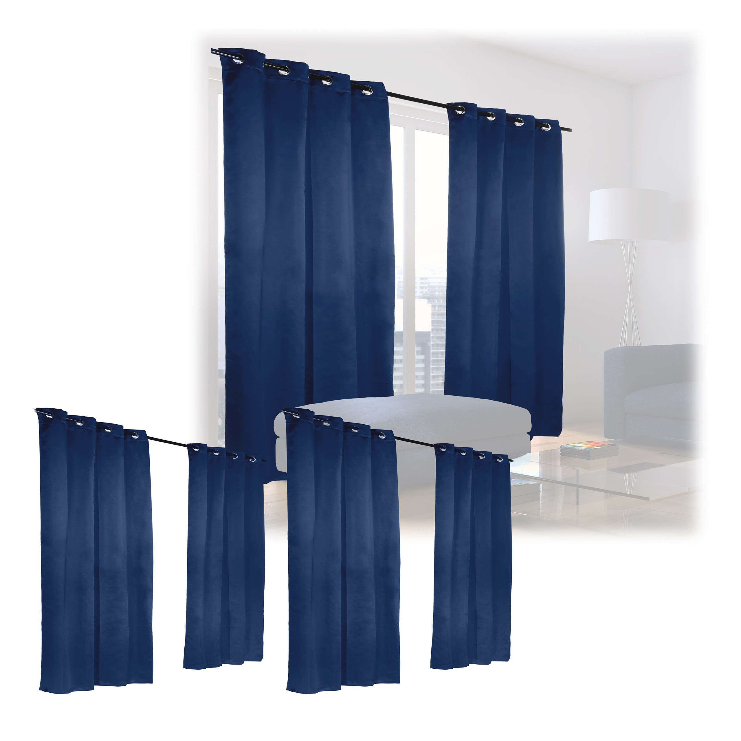 6 x Vorhang blau 245 x 135 cm kaufen | home24