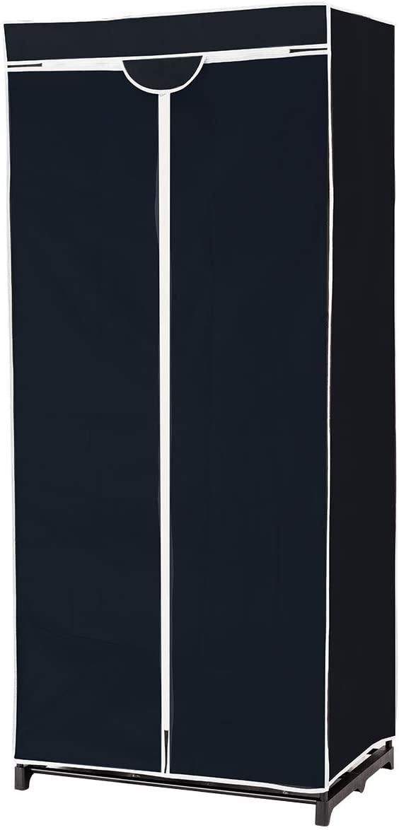 LANTUS Kleiderschrank Aus Stoff - Faltbar, 175x150x45 Cm, Mit Kleiderstange & Regal, Schwarz
