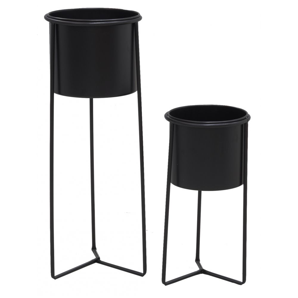 Cache pots En M tal Noir Lot De 2 Je Commande Home24 Cache pots en m tal noir lot de 2 je commande home24