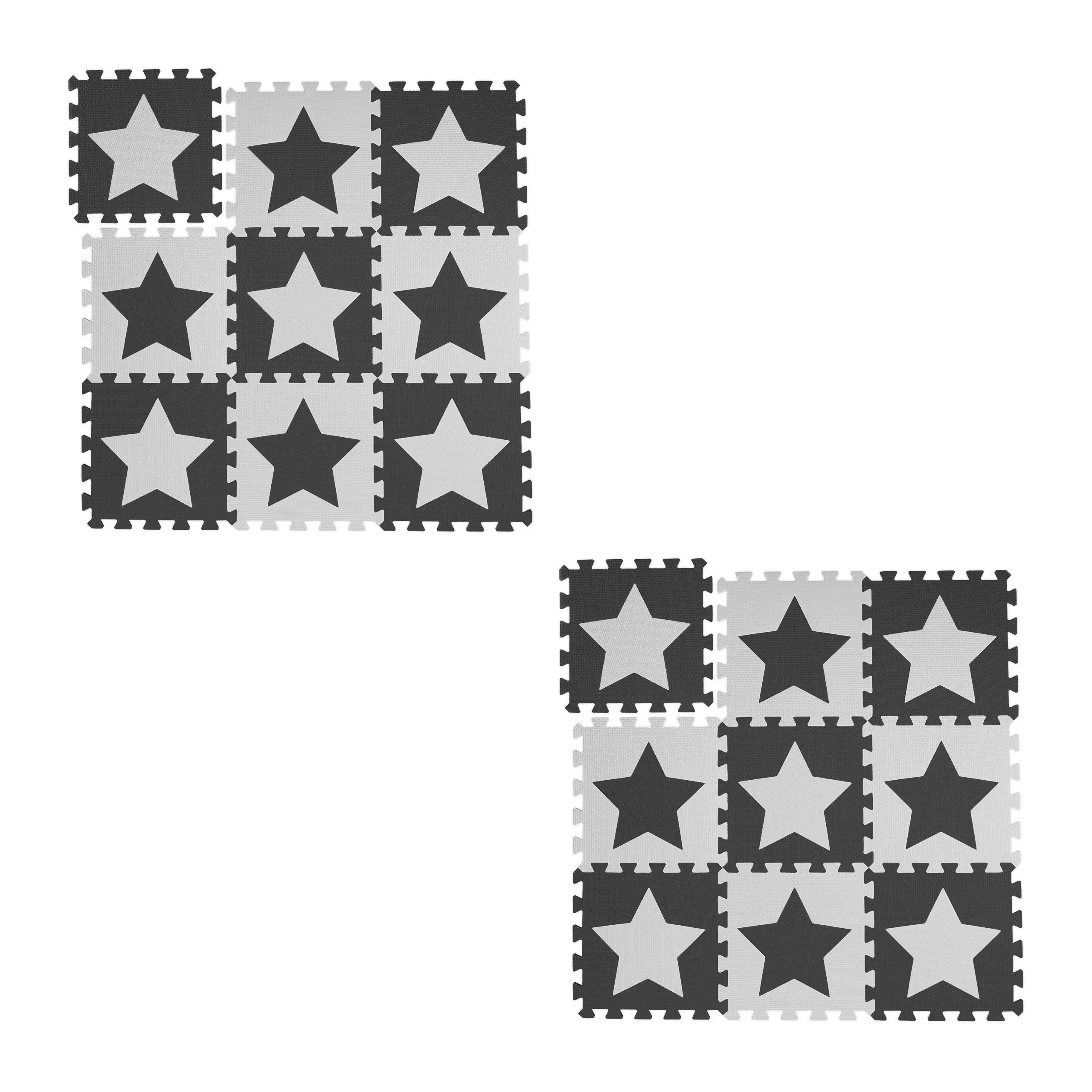 wei脽-grau x 18 Puzzlematte Sterne