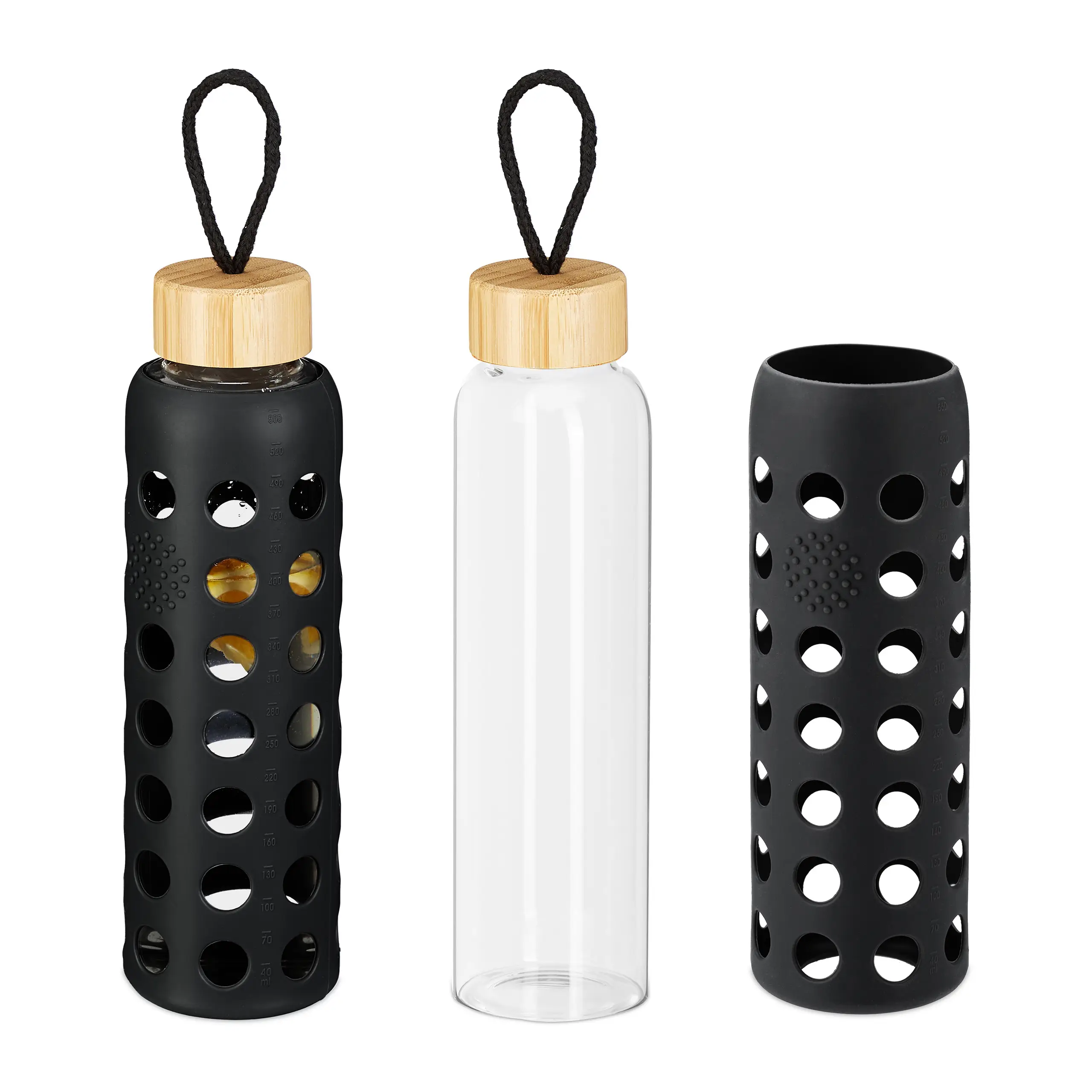 Glasflasche mit Bambusdeckel 550ml | Trinkflaschen
