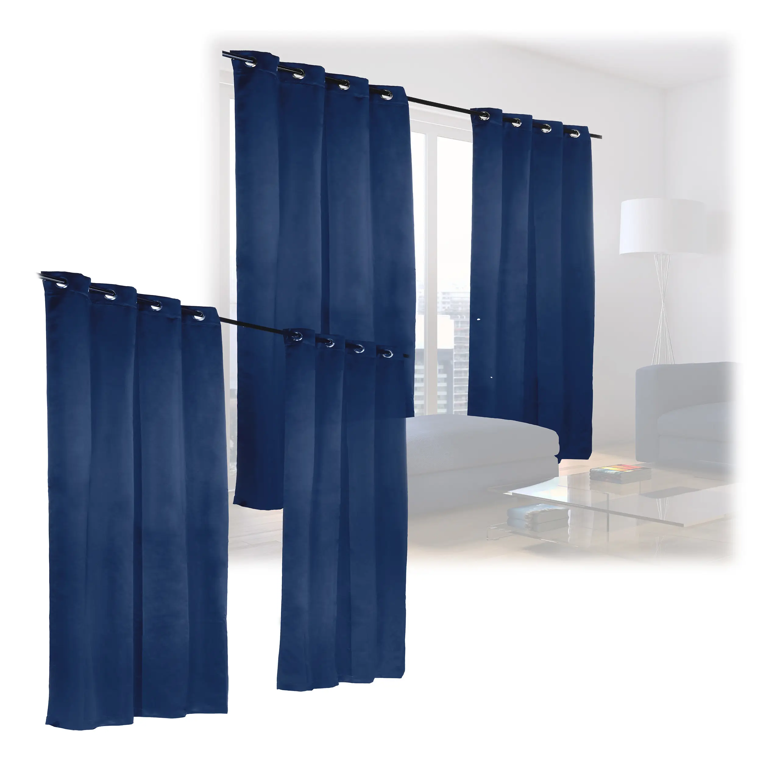 4 x Vorhang blau 245 x 135 cm