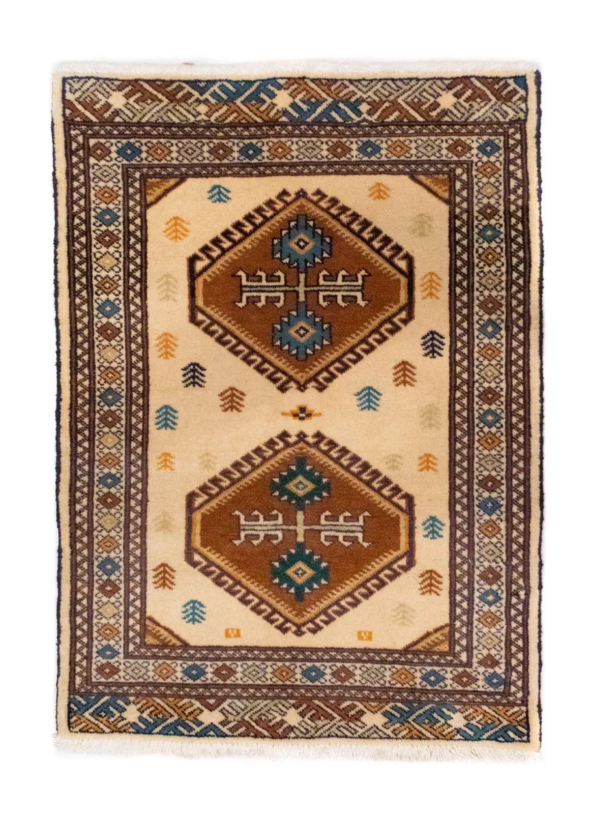 Turkaman Teppich - 88 x 63 cm - beige