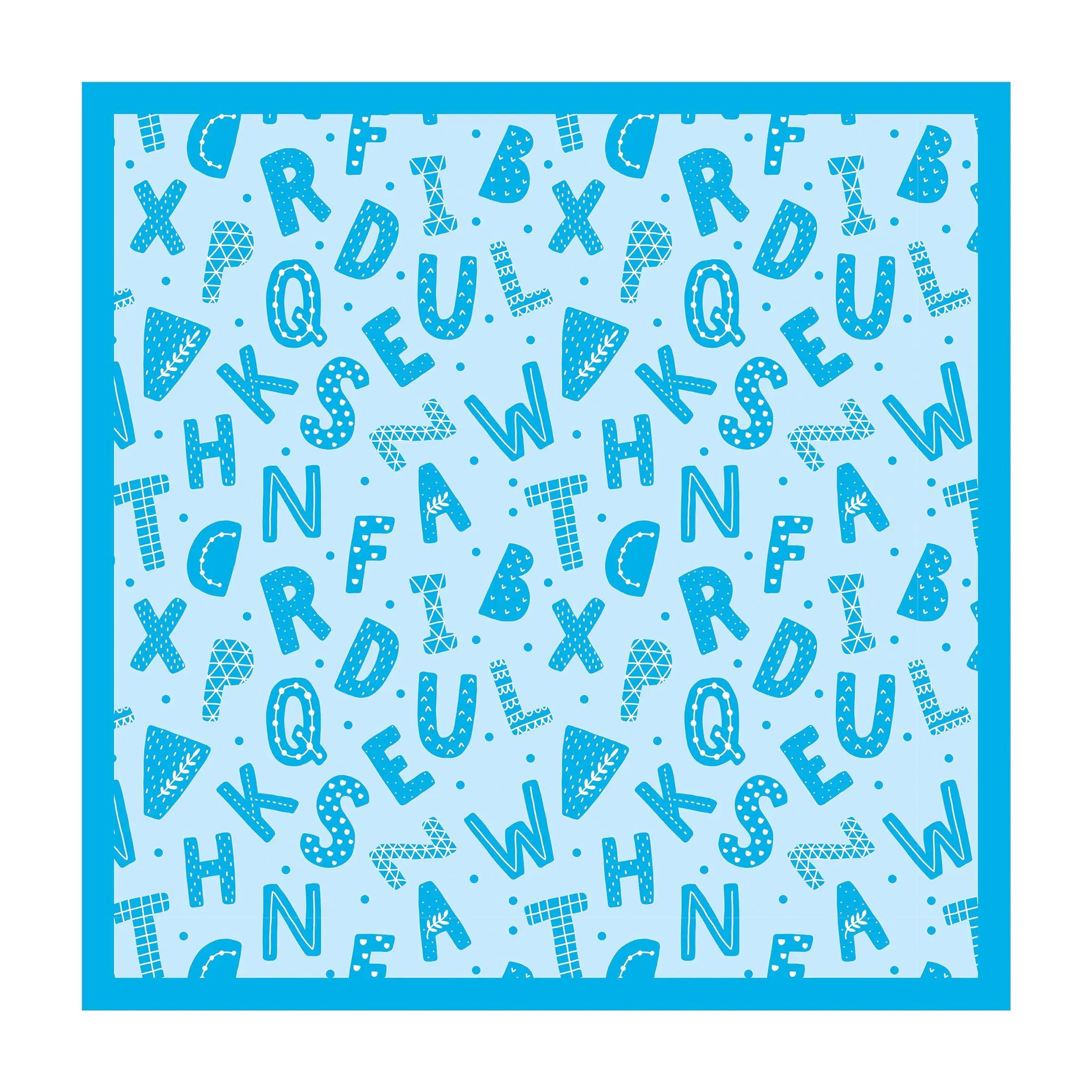 Alphabet mit Herzen und Punkten in Blau