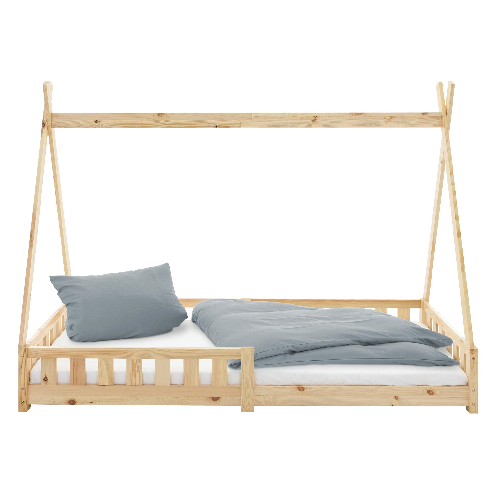 ML-Design Lit d'Enfants Tipi 70x140 cm avec Sommier à Lattes, Bois