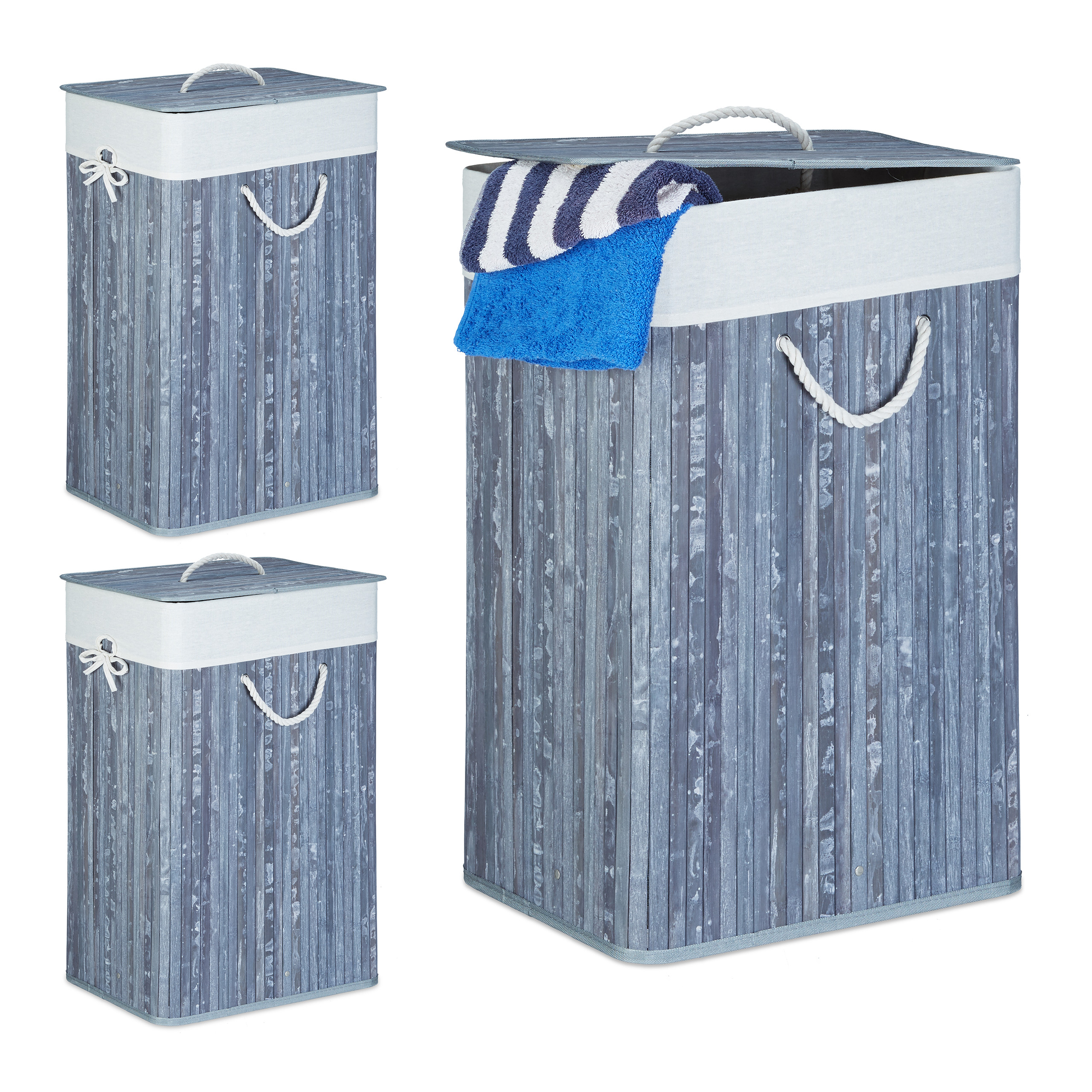 Lot De Paniers Linge Bambou Gris Je Commande Home