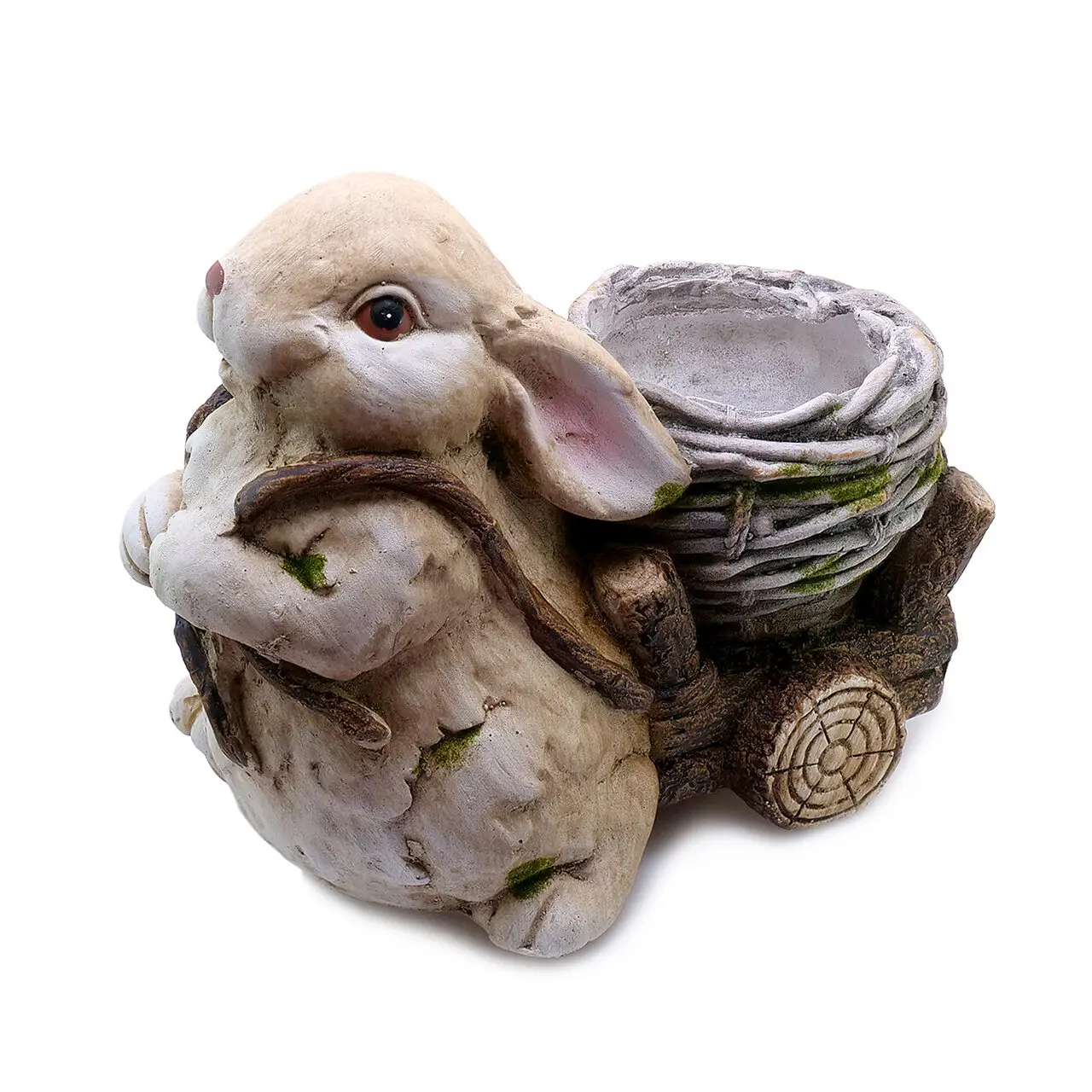 Gartendekoration Keramik Hase mit Karren