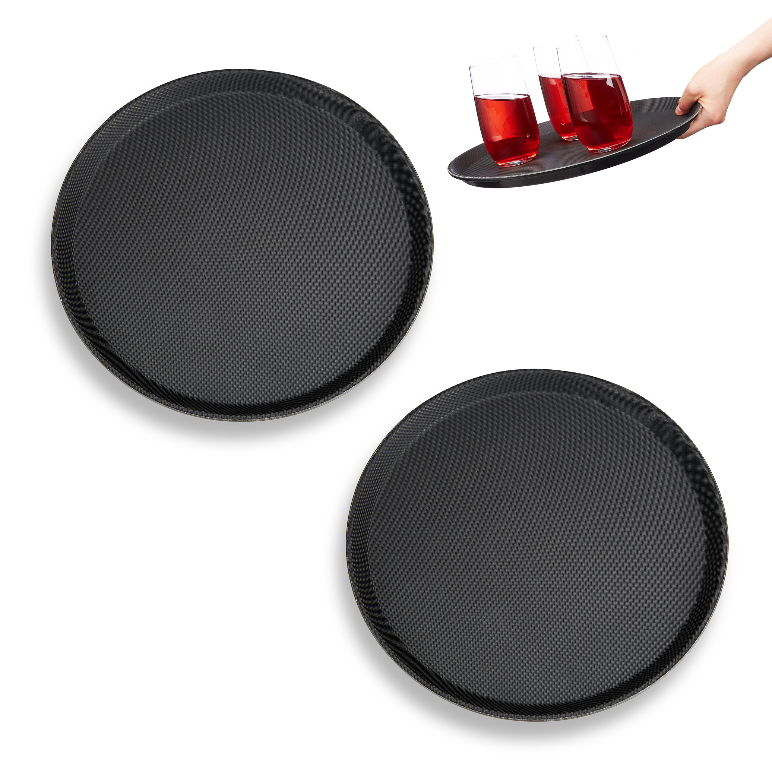 Lot De 2 Plateaux De Rangement Noir En Silicone - Avec Porte-savons - Parfait Pour Salle De Bain, Cuisine Ou Chambre