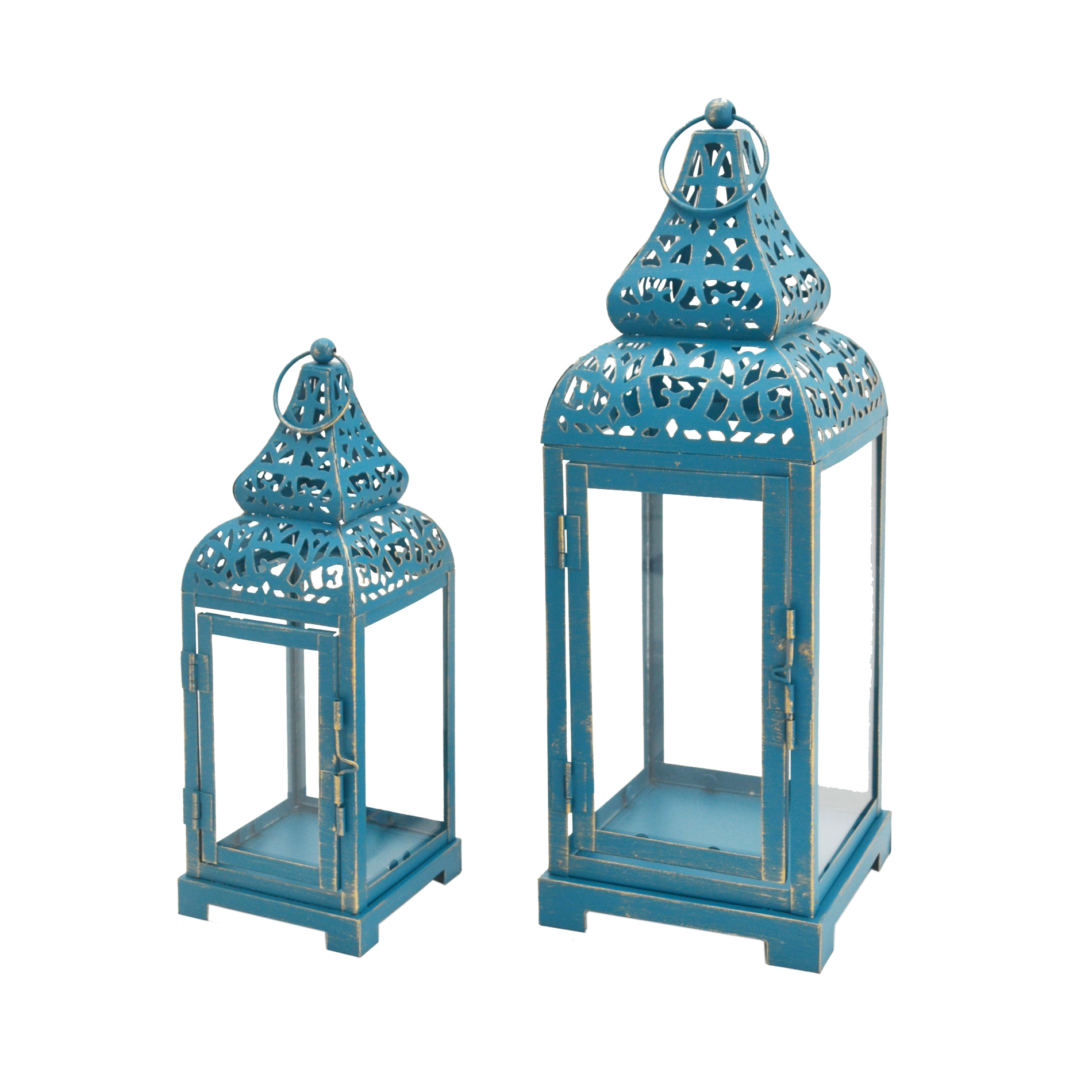 Lot De 2 Lanternes Décoratives Grande Lanterne Vintage Metal Decoratif