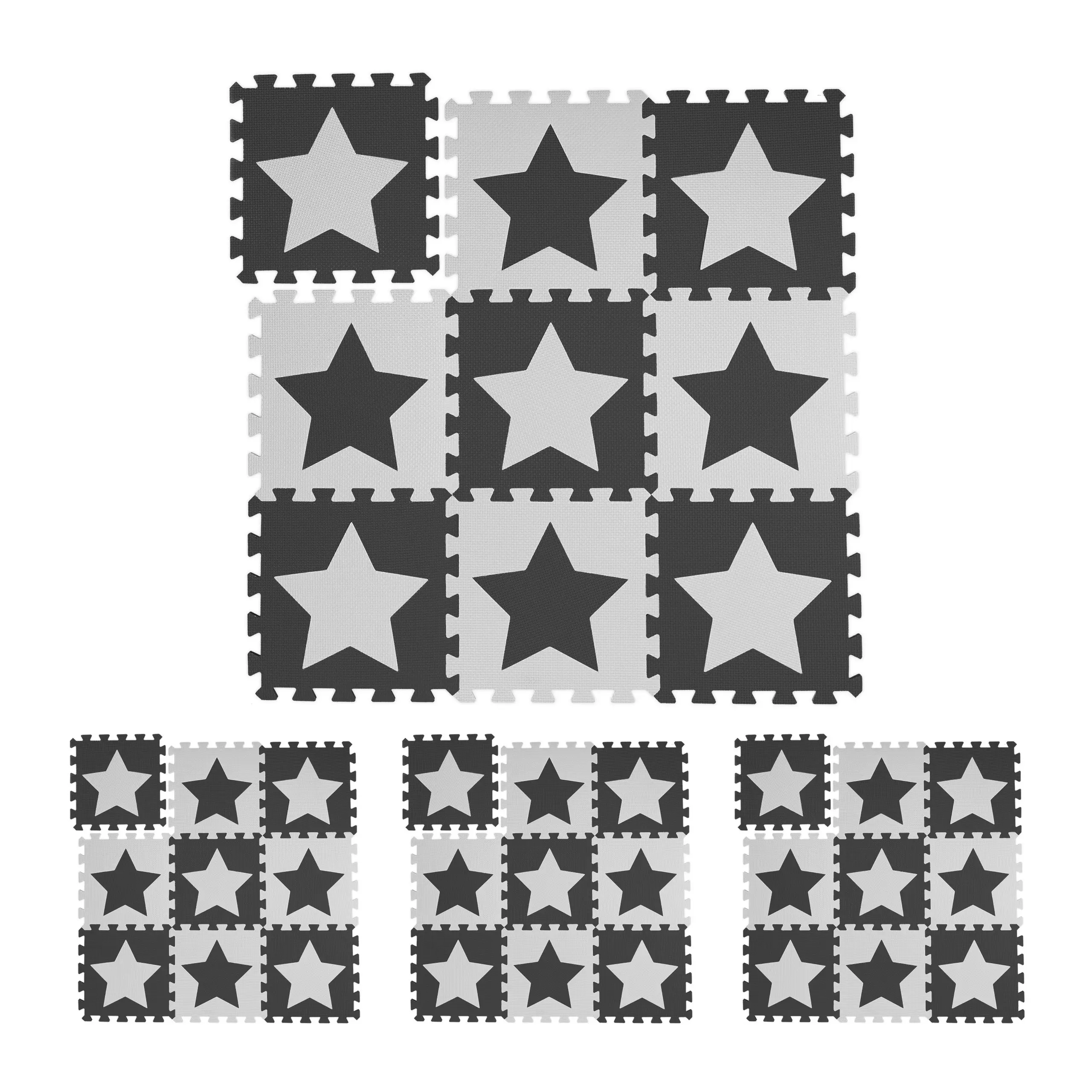 x Puzzlematte wei脽-grau Sterne 36