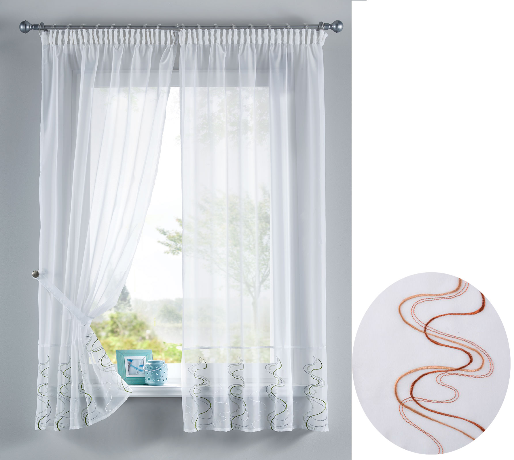 Stickerei Gardinen Set 4 Tlg. Raffhalter kaufen | home24