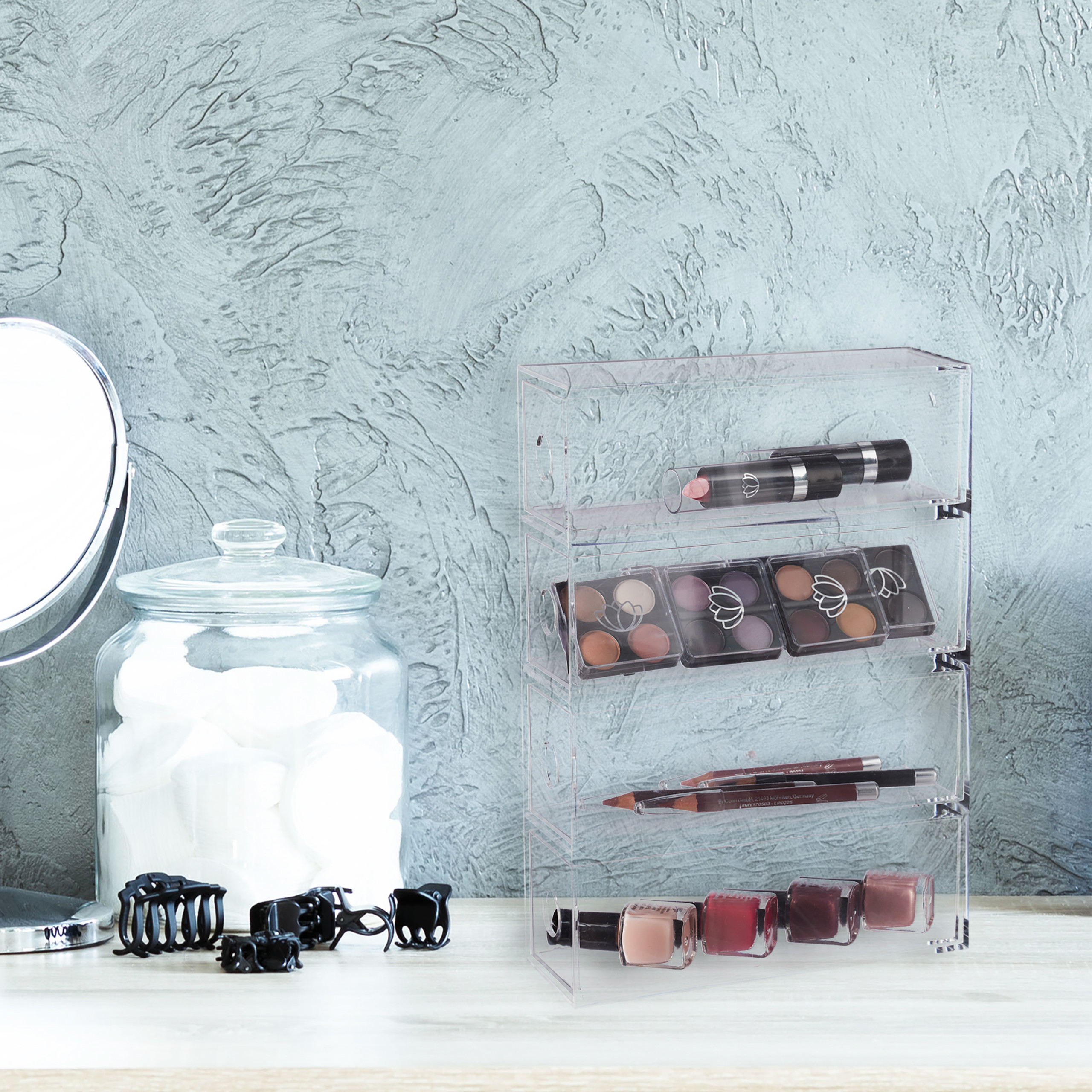 OnDisplay Dana Drehbarer Make-up-Organizer Aus Acryl – Mit 6 Fächern, 17,8 X 17,8 X 16,5 Cm