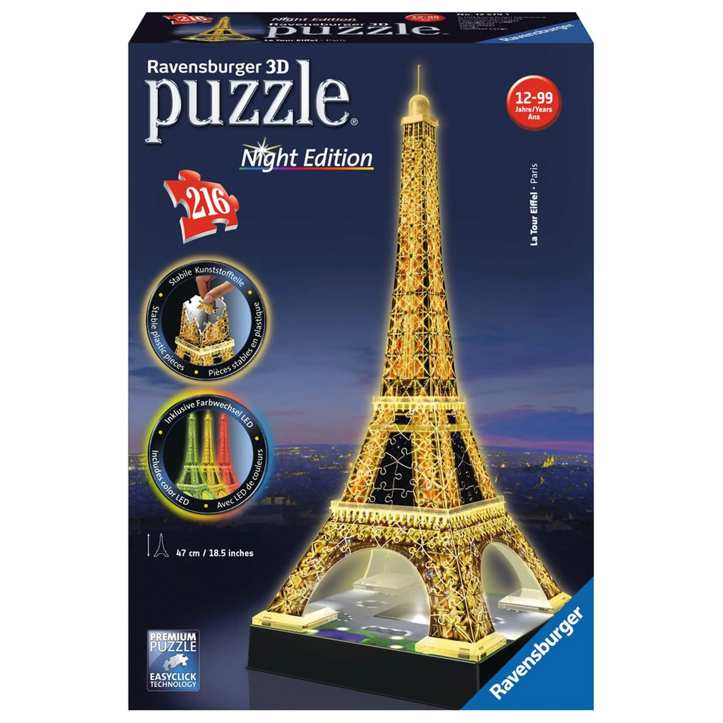 3D Puzzle Bauwerke Eiffelturm Bei Nacht | Puzzles