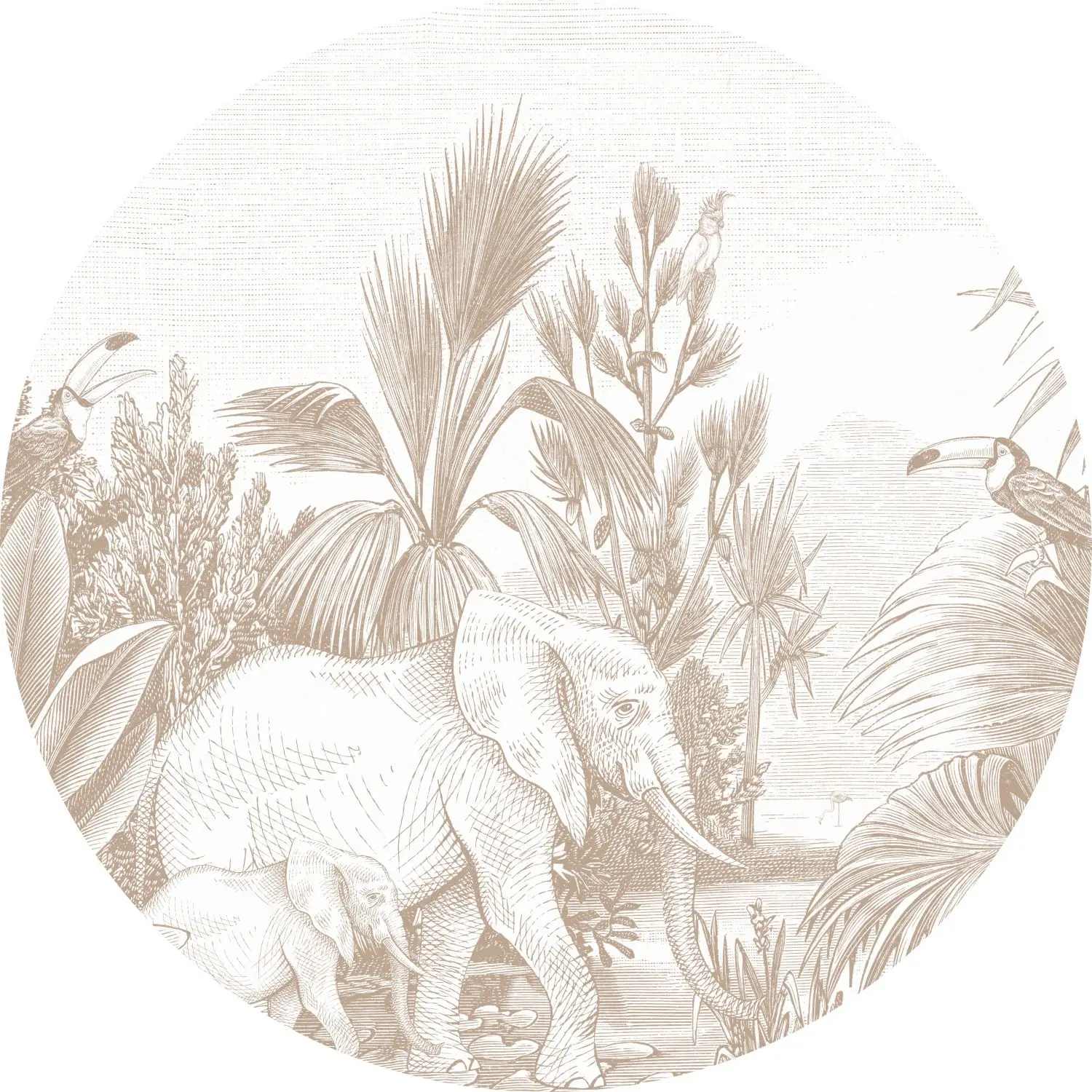 selbstklebende runde Tapete Dschungelmus