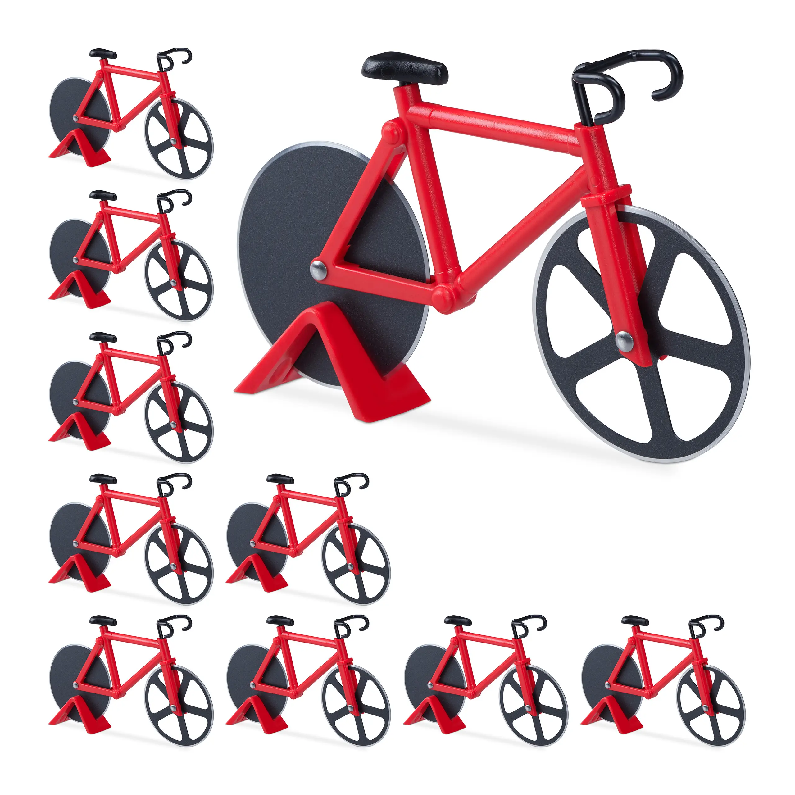 10 x Fahrrad Pizzaschneider rot