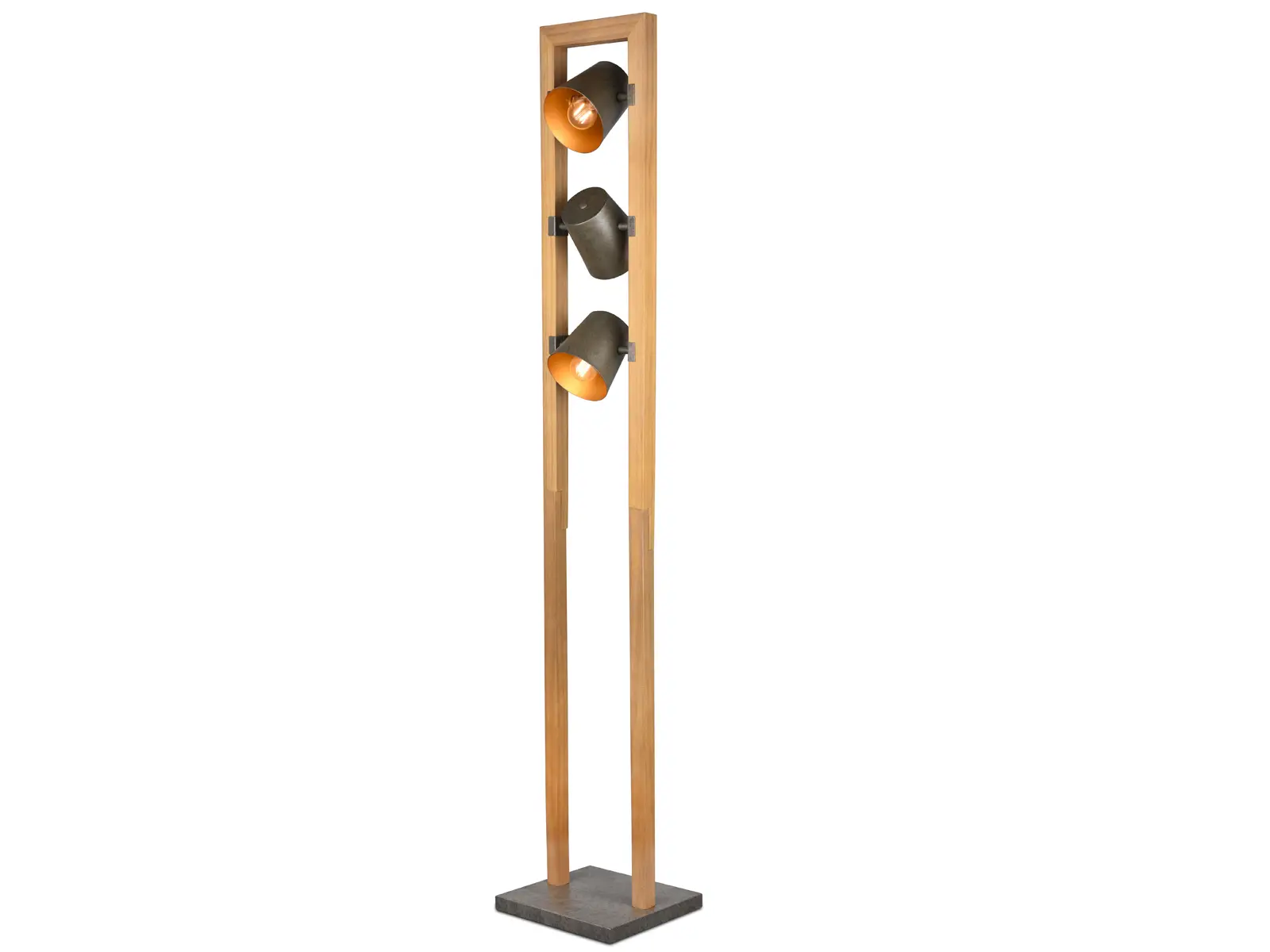 LED Stehlampe dimmbar Holz, Silber, Gold