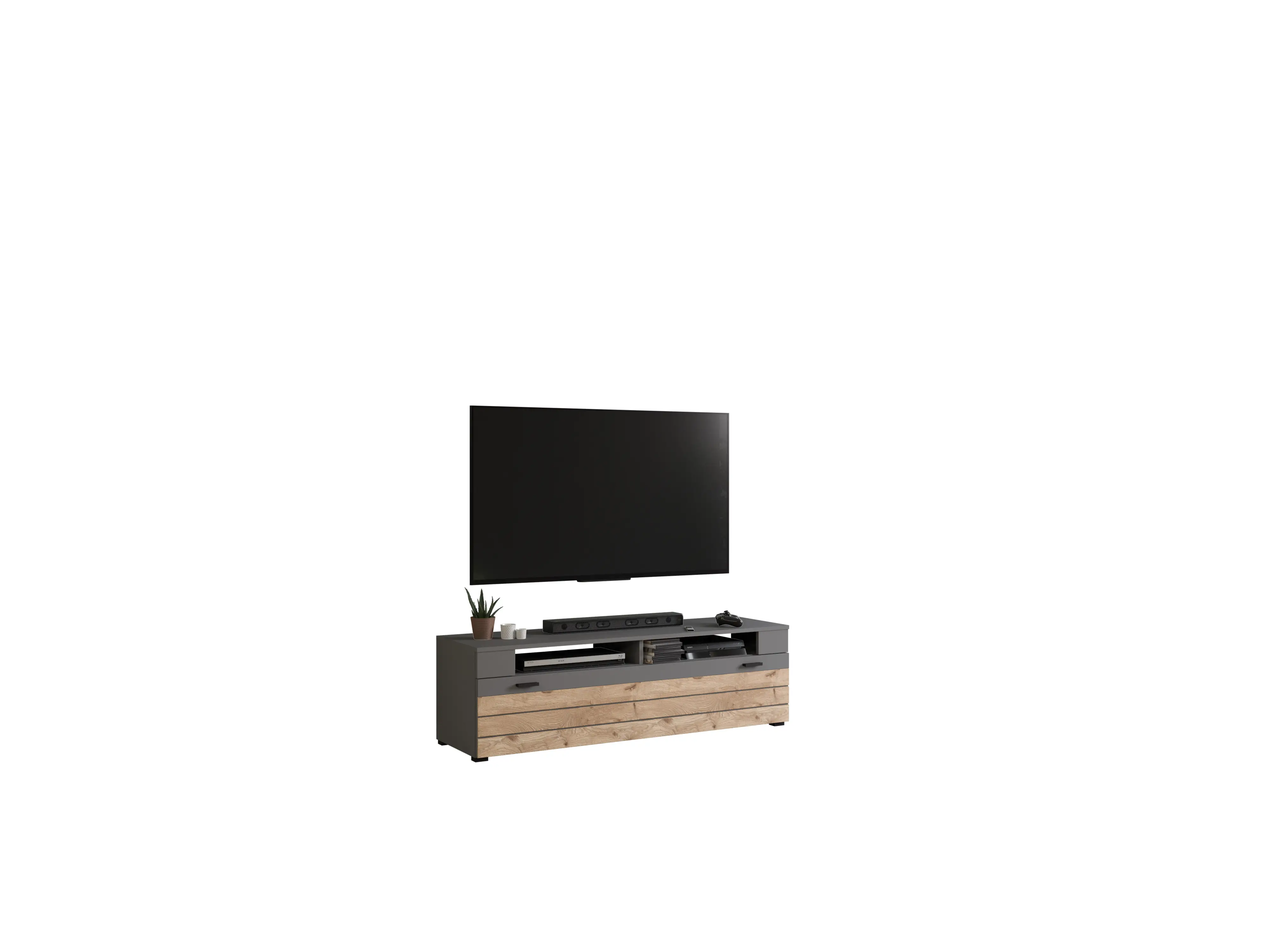 Nox Grau Matt TV Oak Lowboard