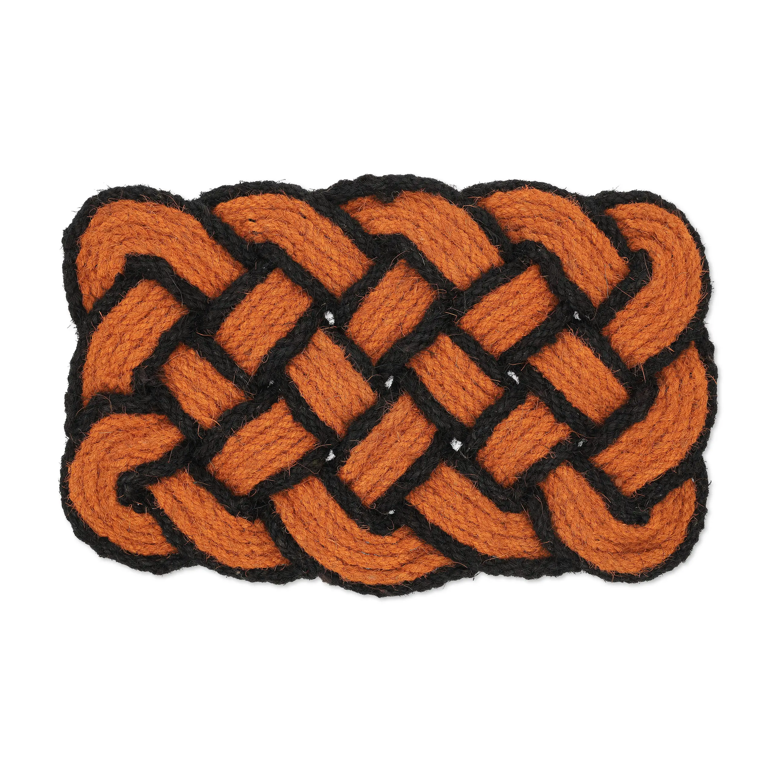 Knoten Fu脽matte orange-schwarz Kokos