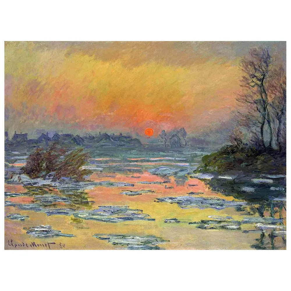 Wandbild Sonnenuntergang 眉ber der Seine