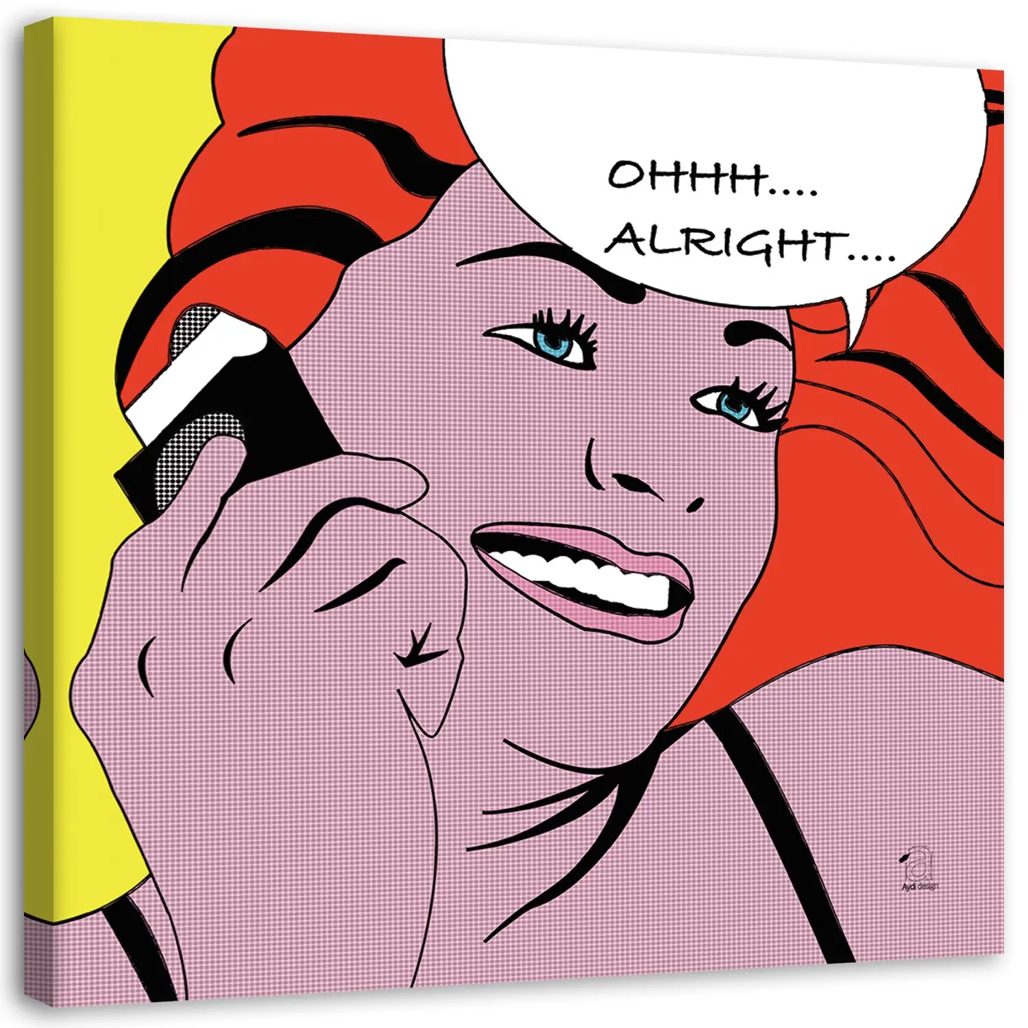 Telefon mit Pop-Art Frau Wandbilder