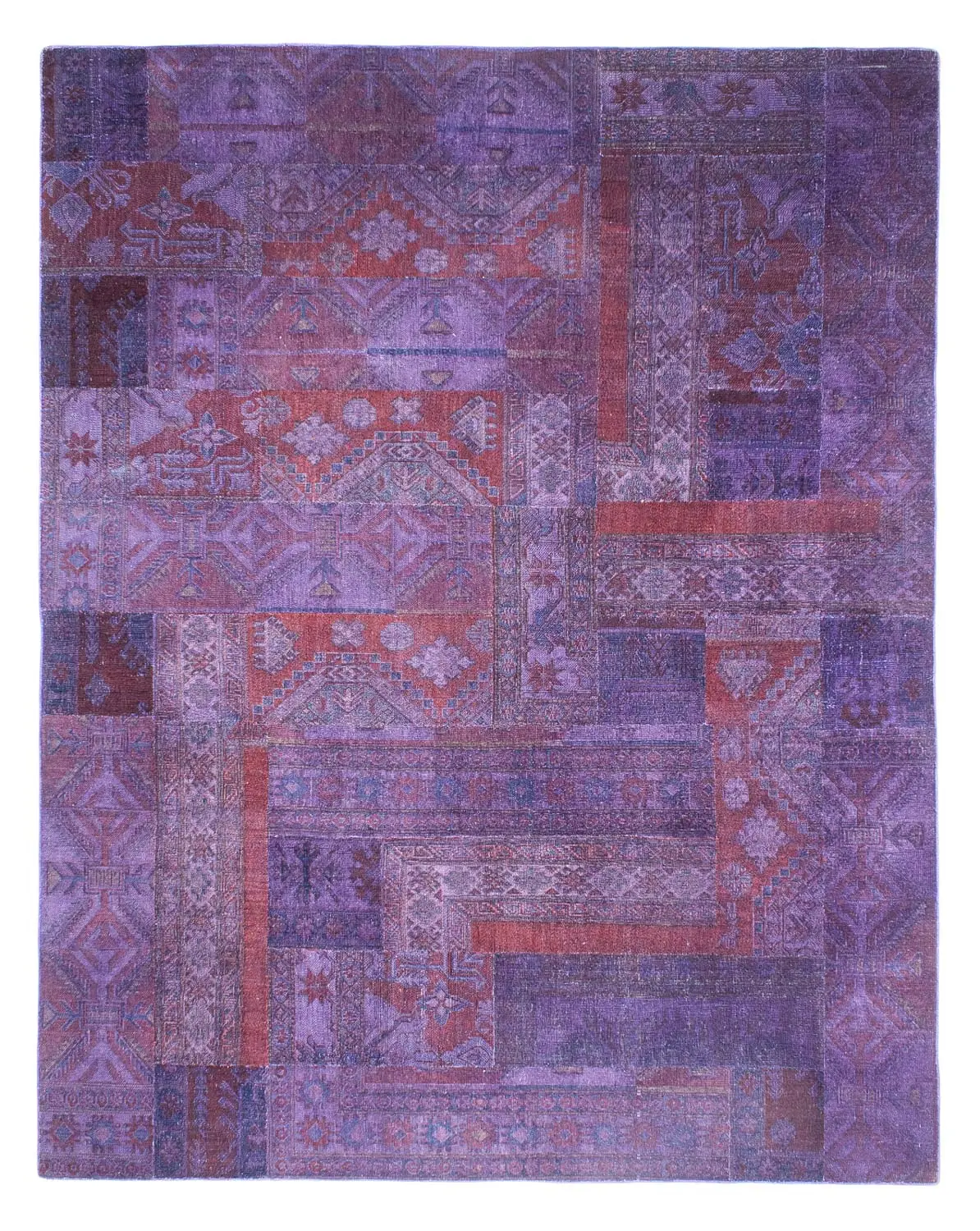 Patchwork Teppich - 299 x 239 cm - lila