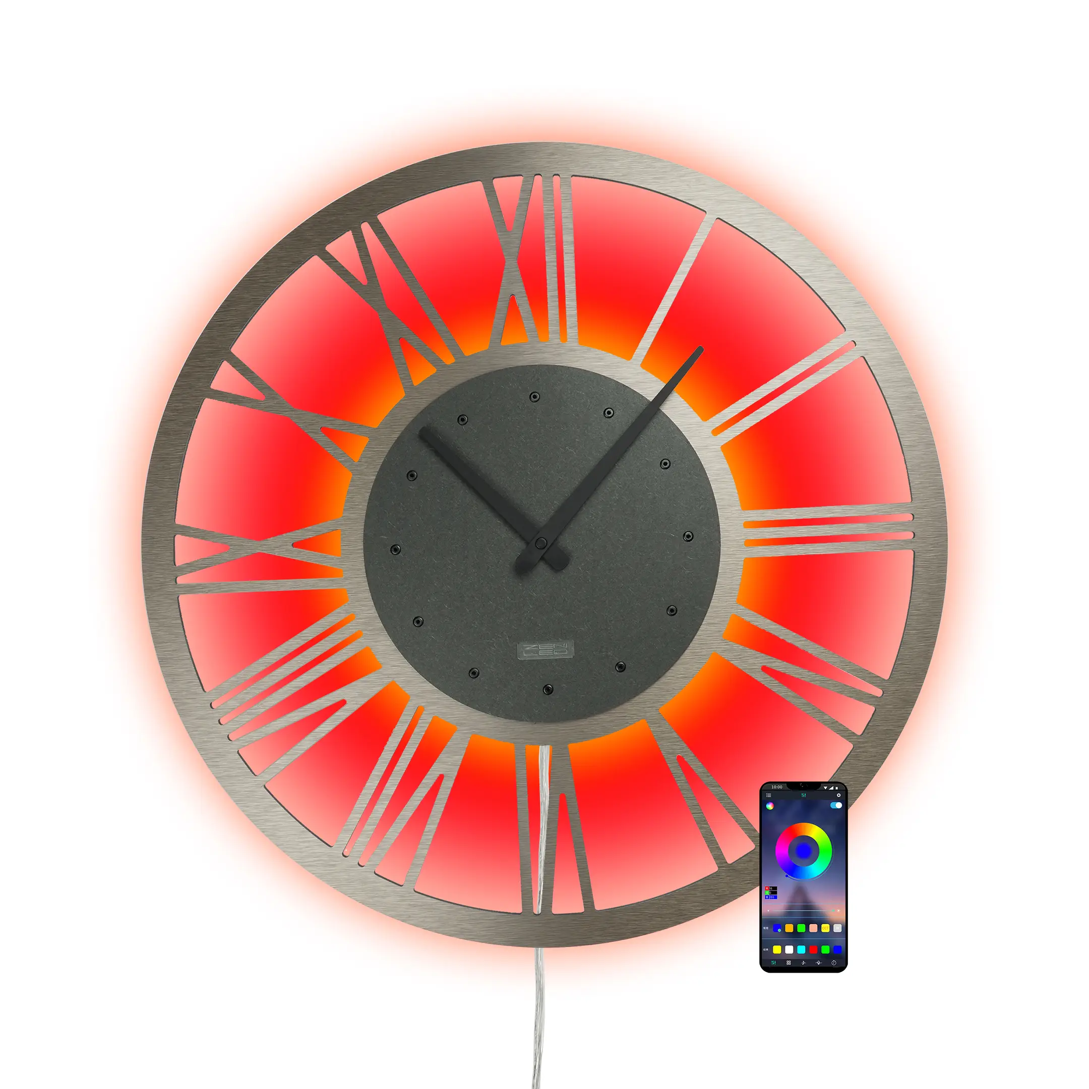 XL Wanduhr RGB Vintage ALU 脴50cm LED 3D