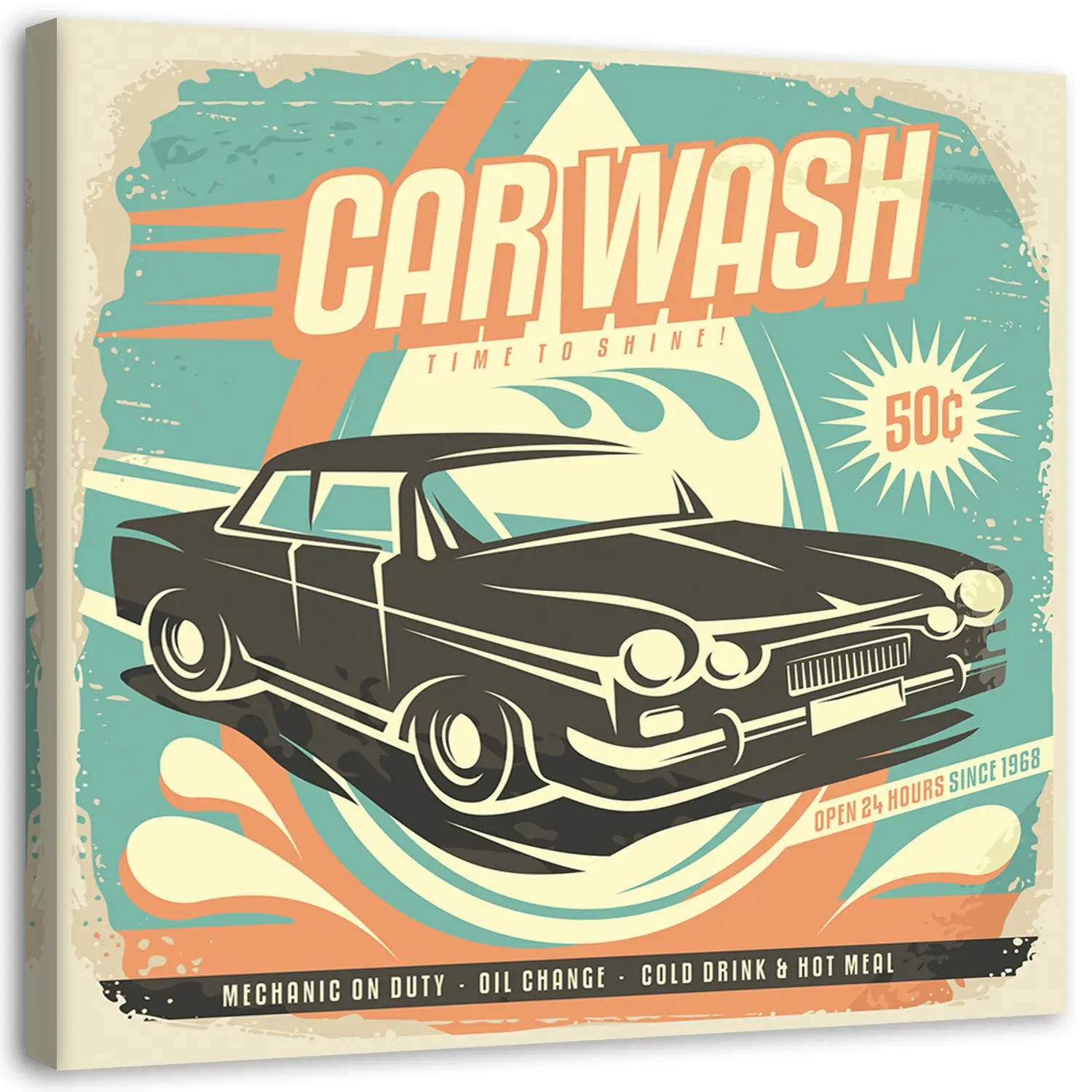 Wash Car Wandbilder Vintage Schild