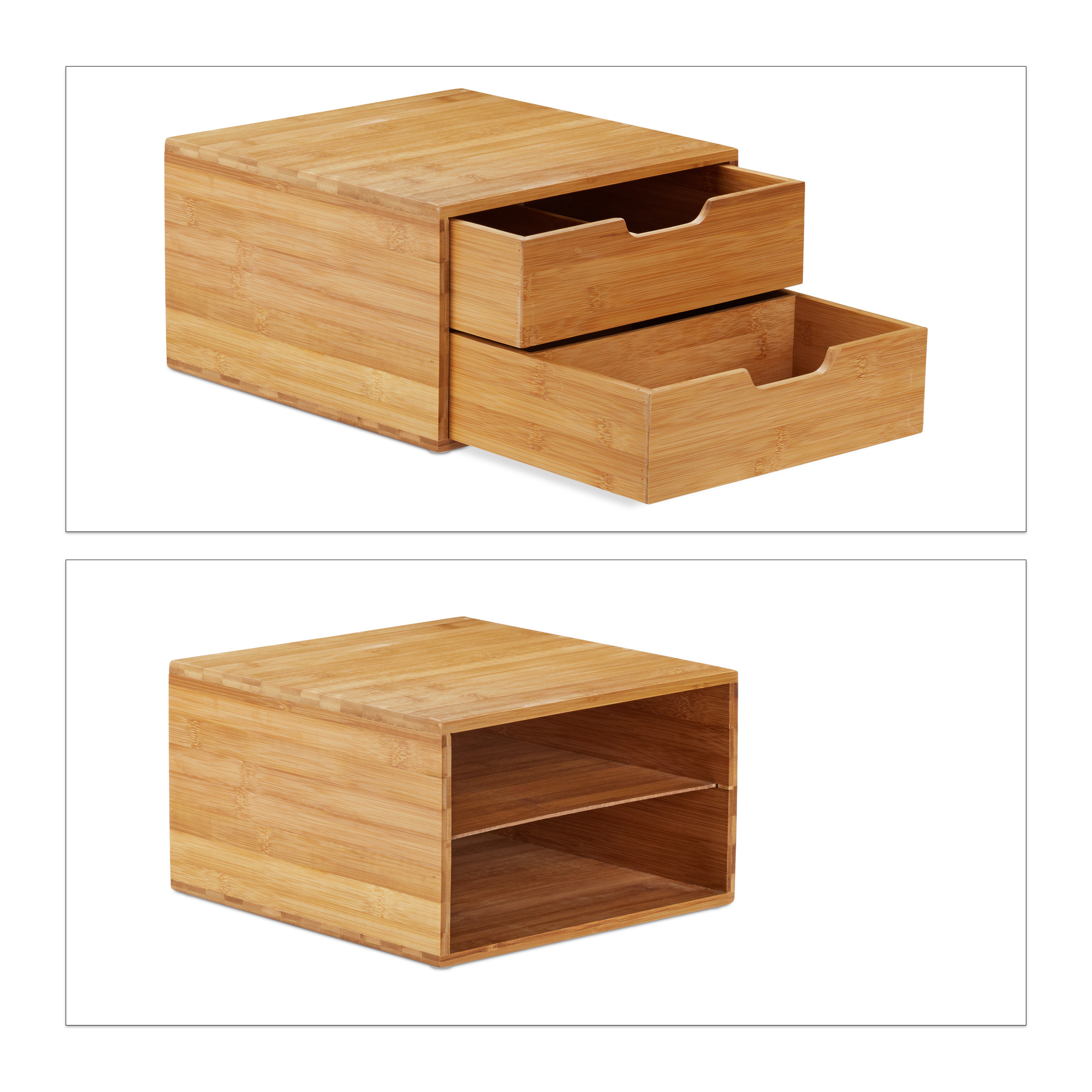 Bebeboutik - Relaxdays Boîte à Tiroirs, Bambou Et MDF, Mini-commode 3 Compartiments, HxLxP : 9 X