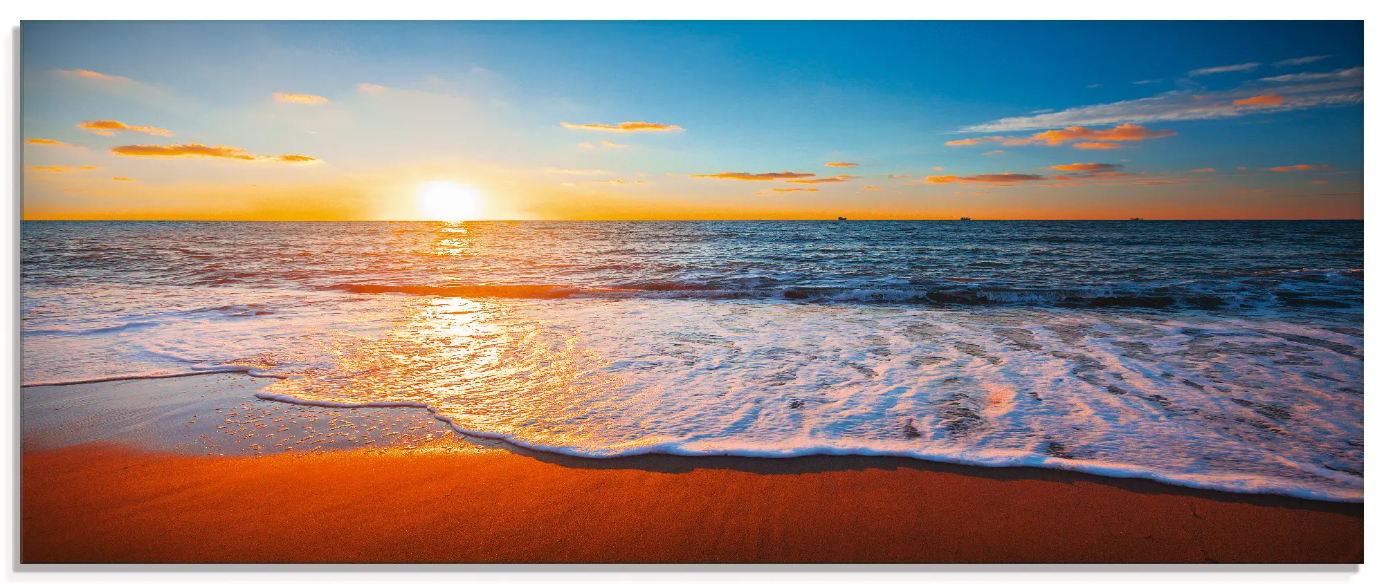 Glasbild Sonnenuntergang und das Meer
