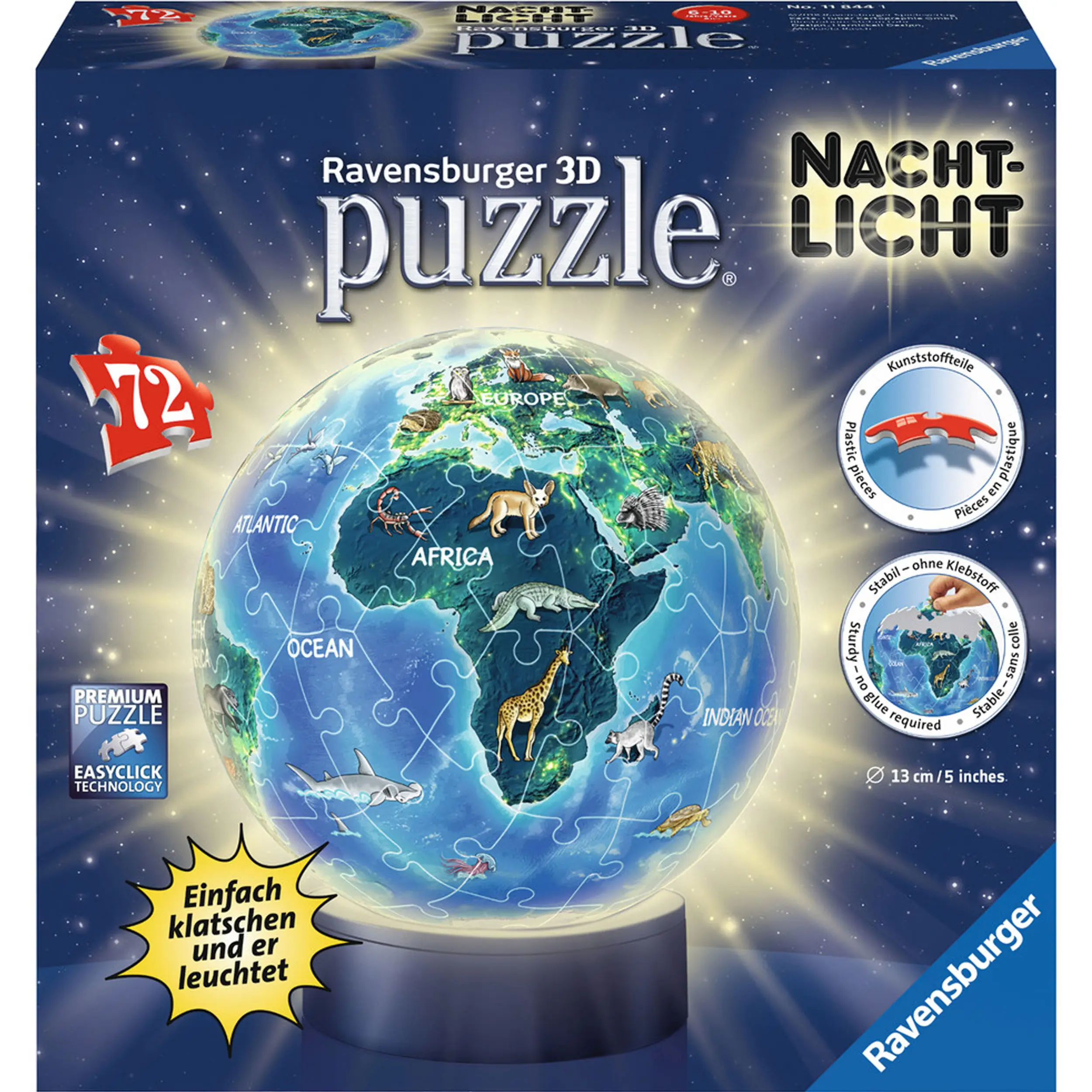 mit LED Globuspuzzle 72 Welt Teile