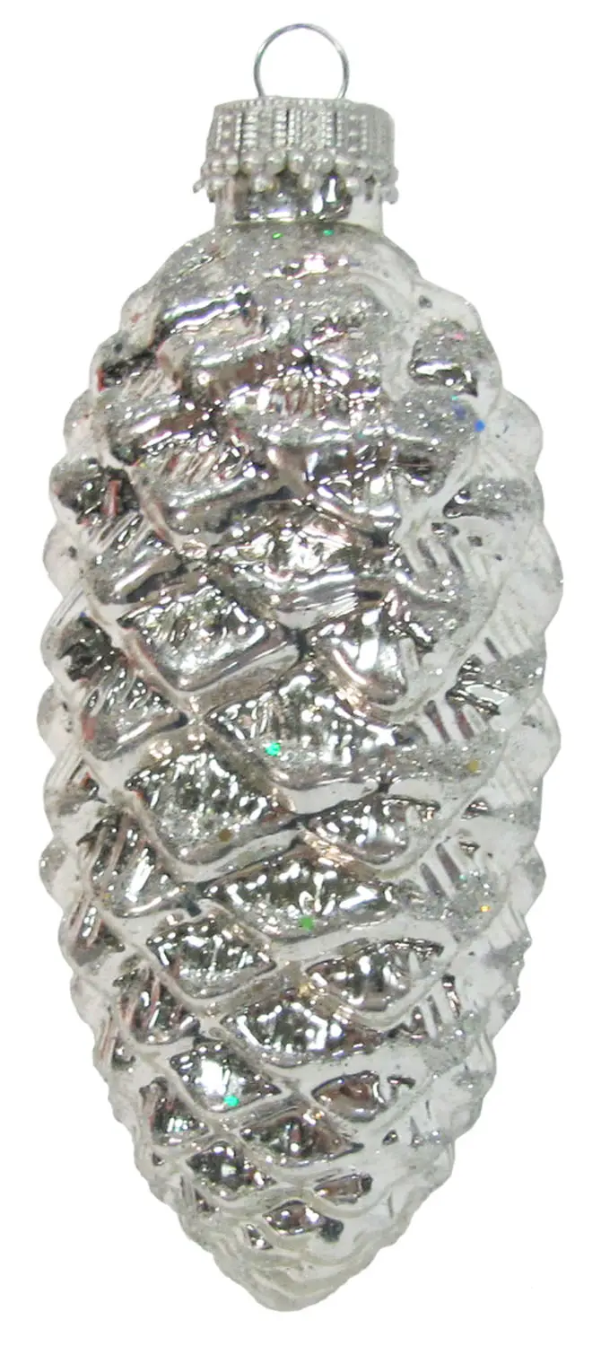 Silber 10cm Tannenzapfen aus Glas