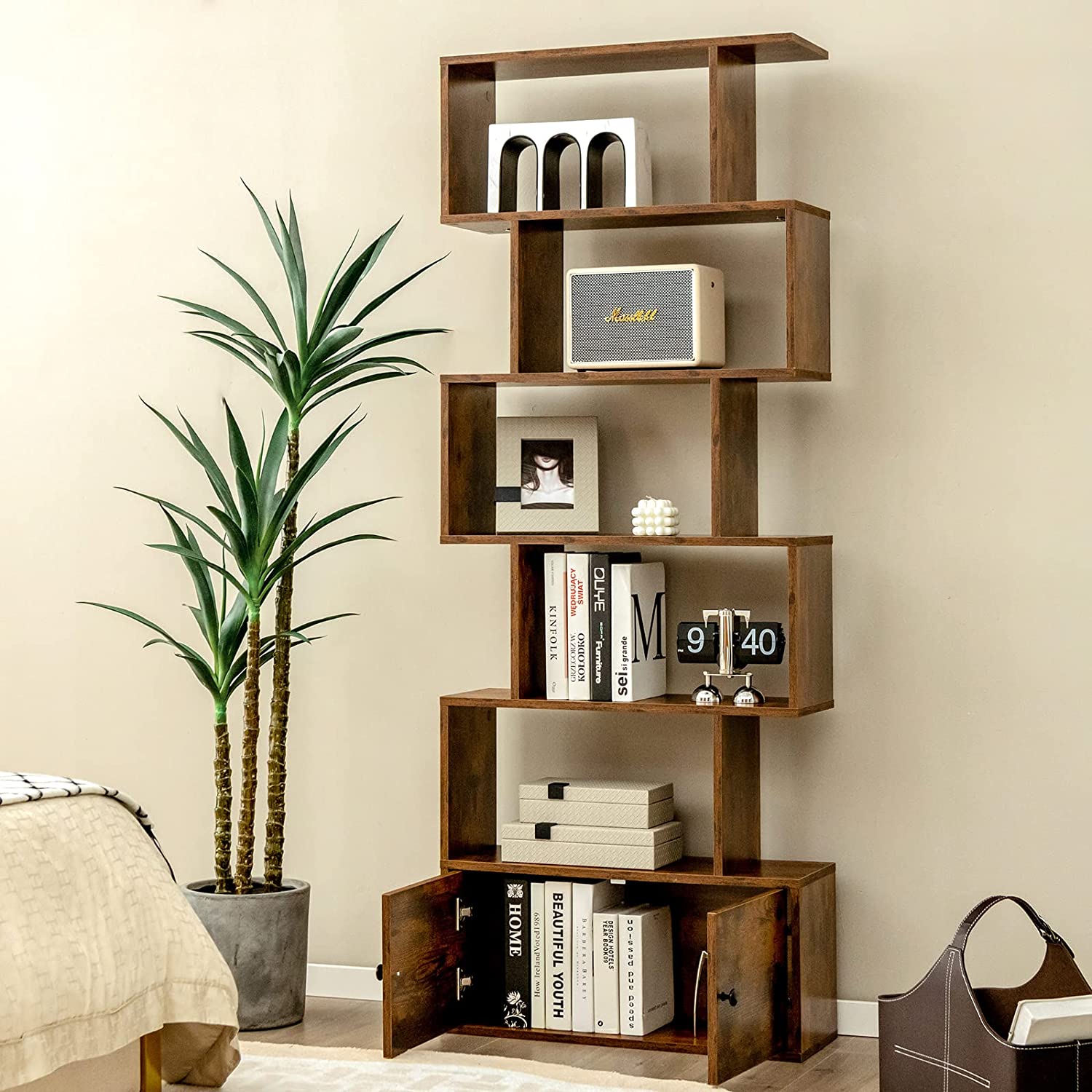 Susany Bücherregal Standregal Würfelschrank Regal mit Türen und offene