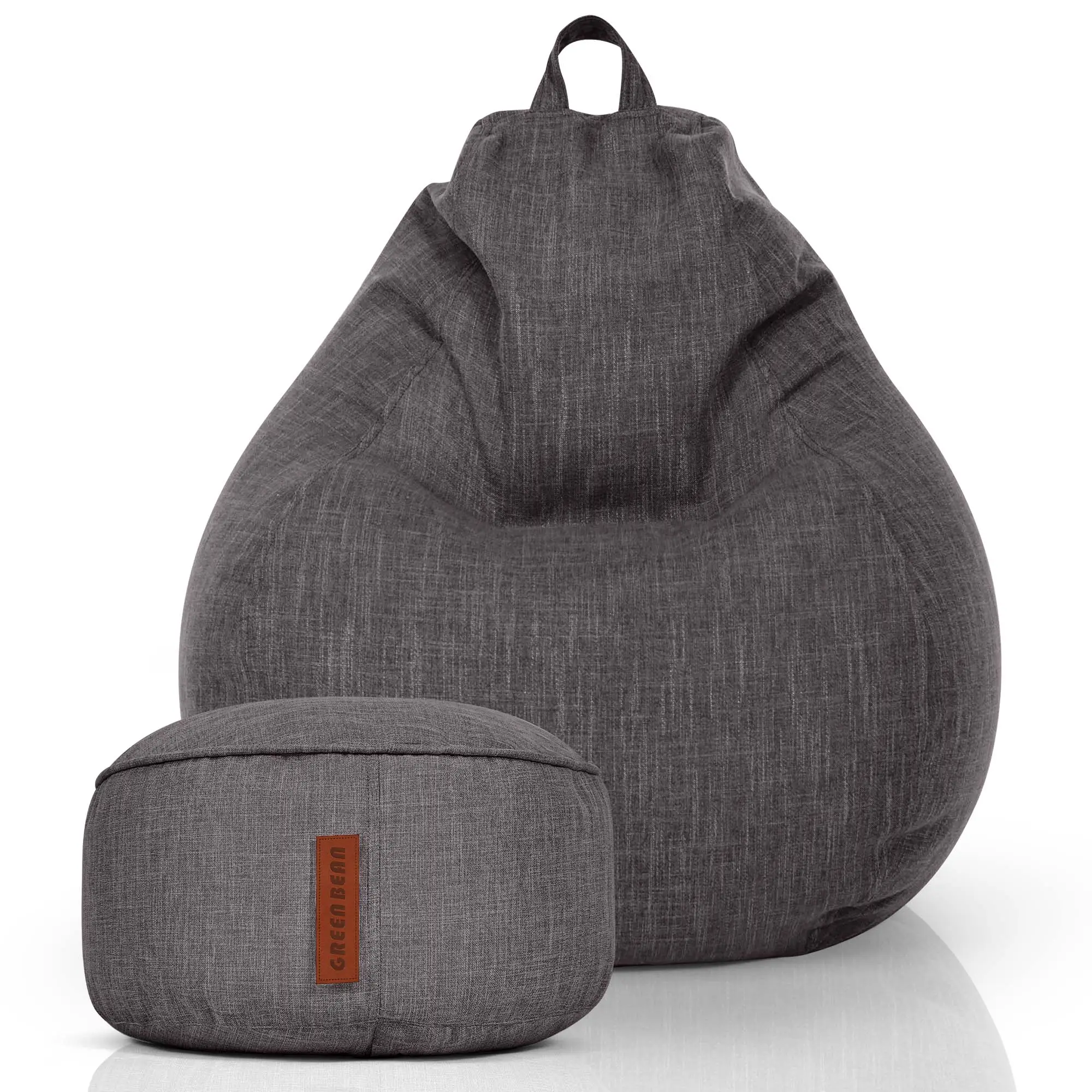 Indoor Sitzsack XXL Linen鈥?+Hocker \