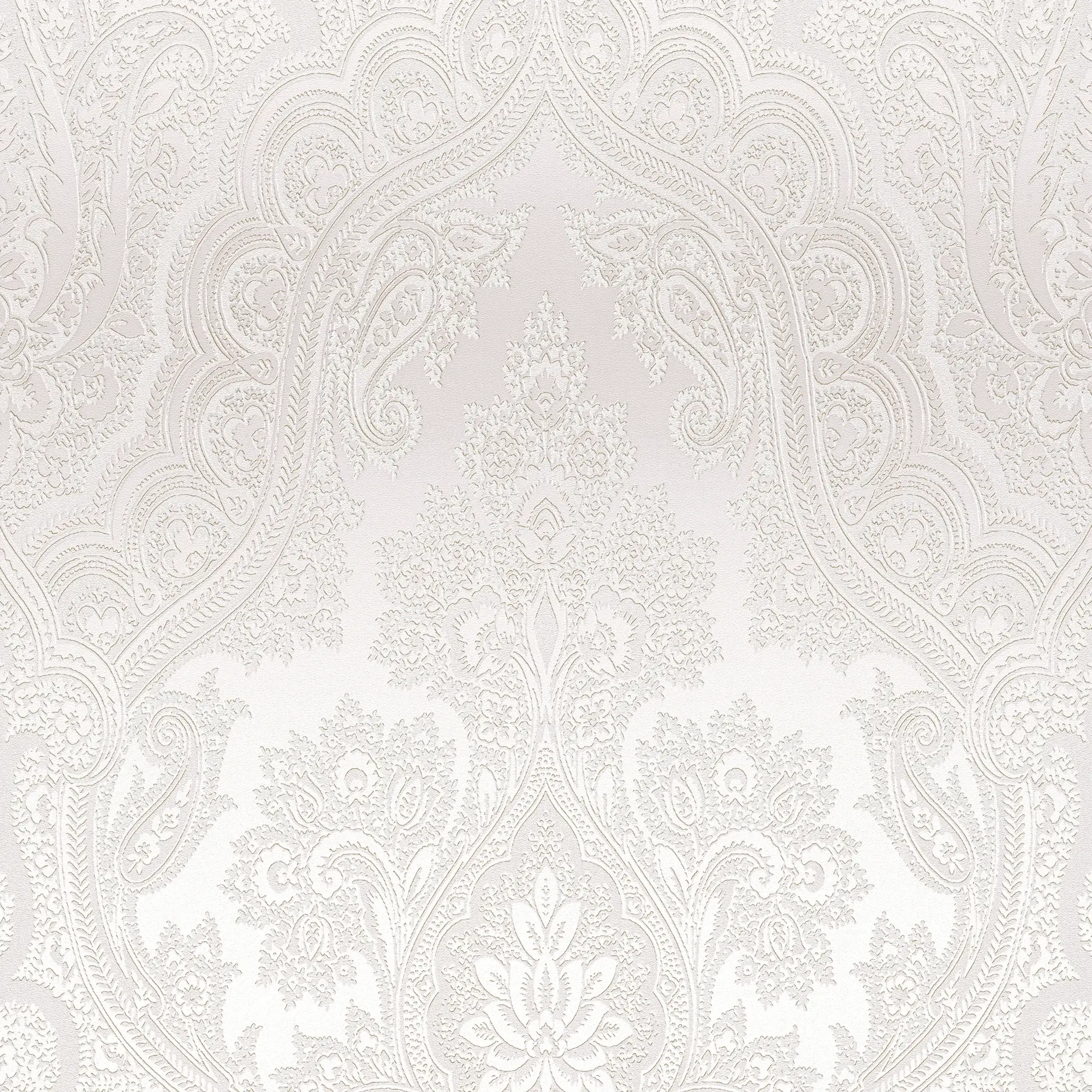 Ornament Tapete Gl盲nzend Grau Silber