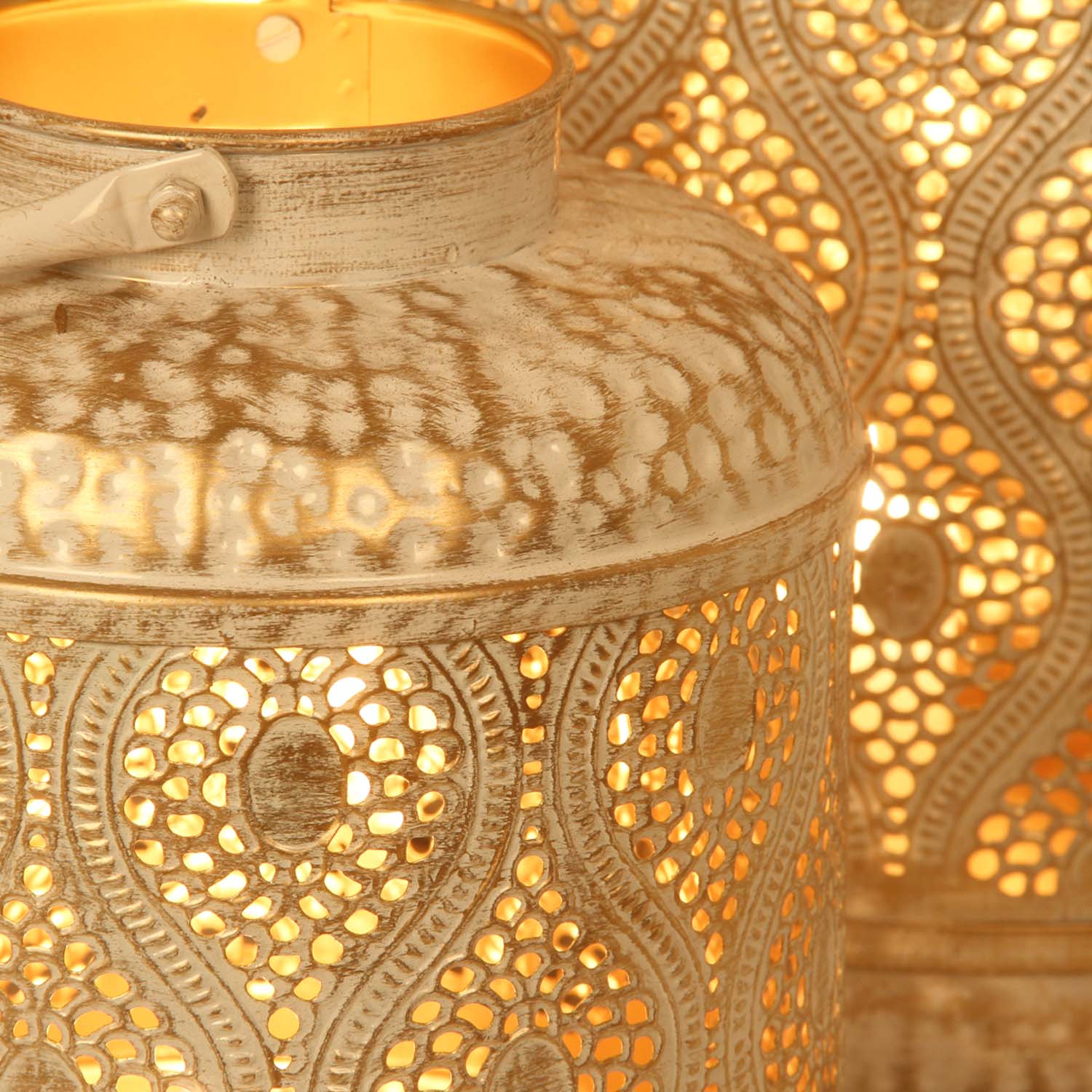 Marokkanische Laterne Kerzenhalter 29,5 Cm – Goldfarben, Zum Aufhängen, Für Ramadan & Deko