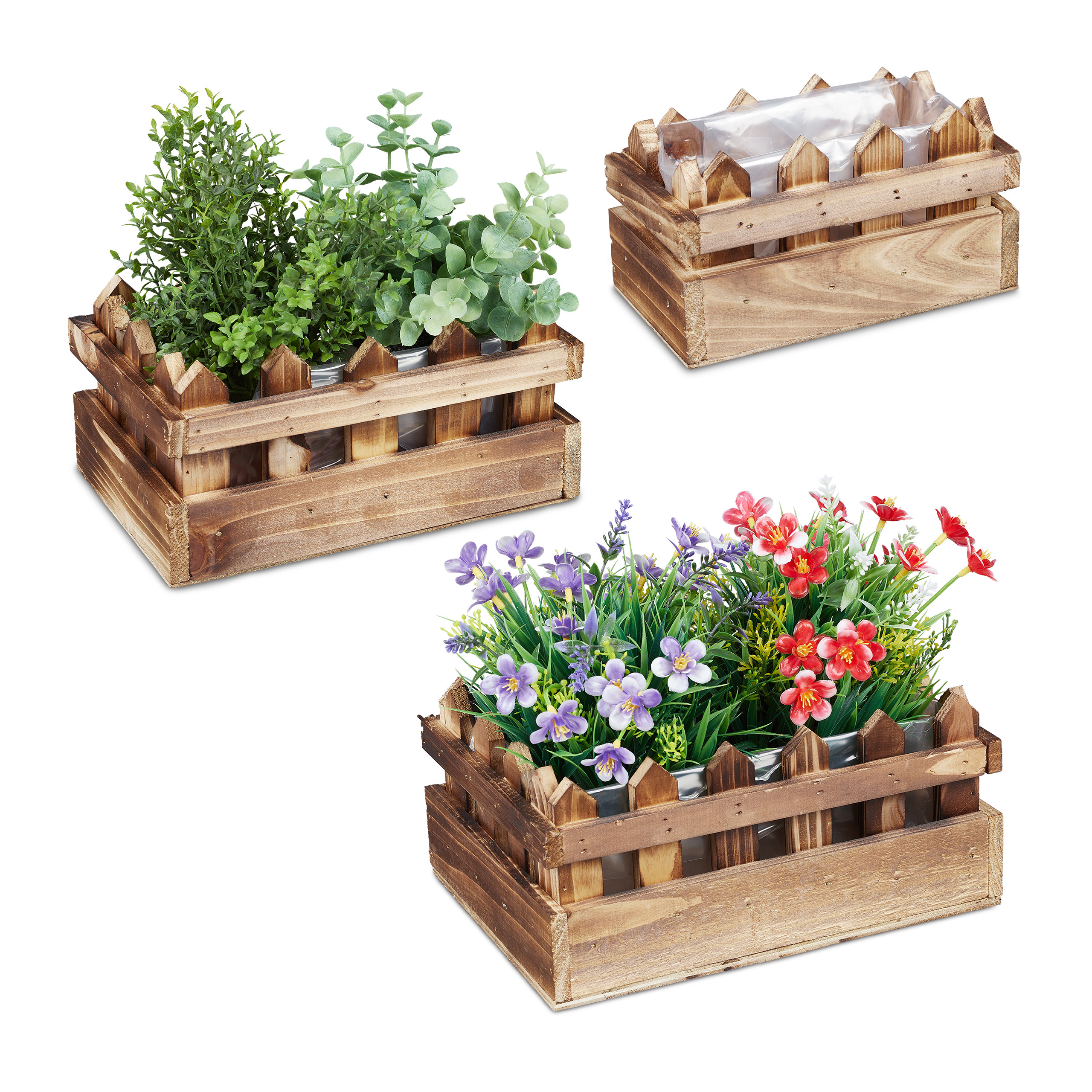 Holz Blumenkasten Zaunoptik 3er Set kaufen | home24