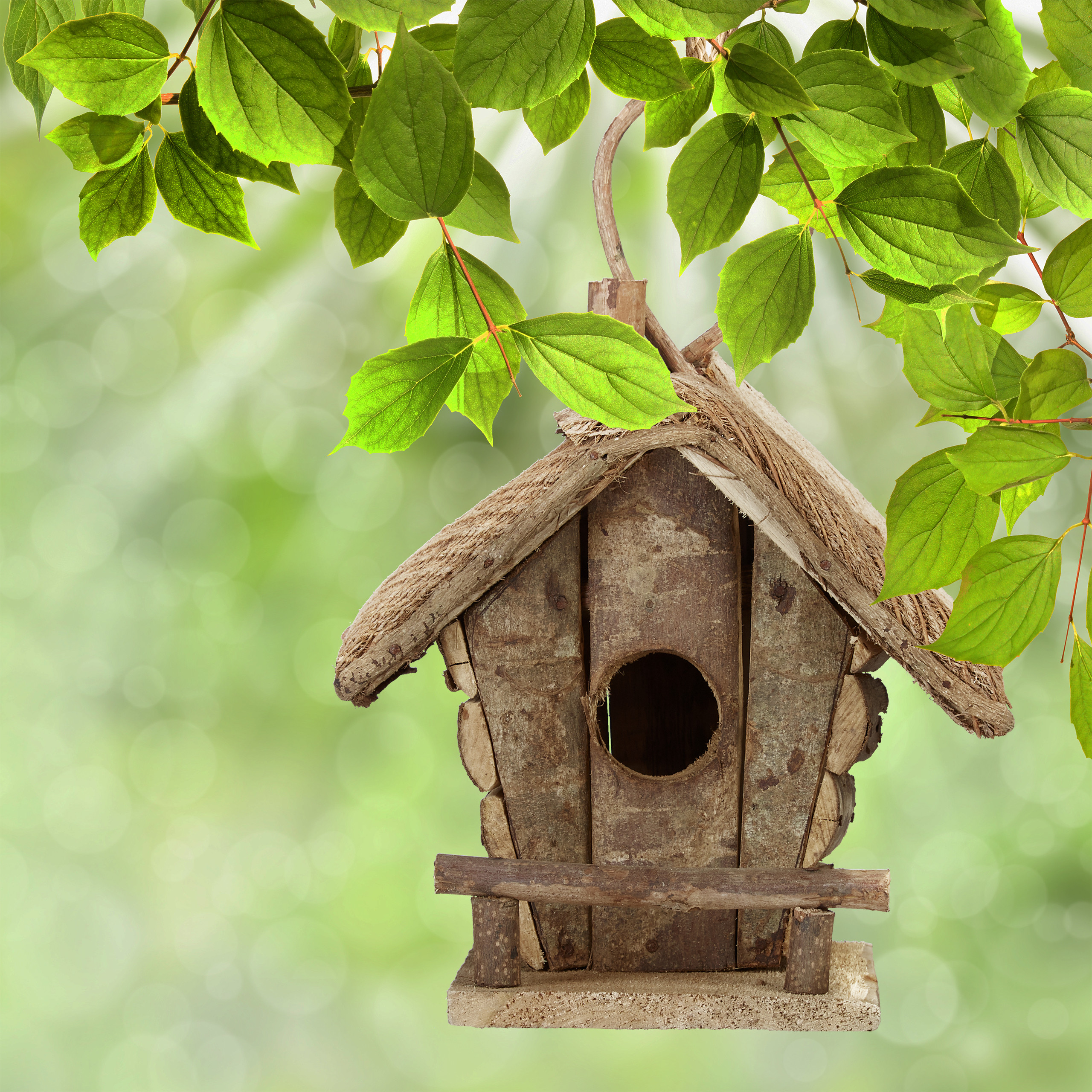 Nichoir à Oiseaux En Bois Rustique à Suspendre - Décoration Maison Et Jardin Naturelle Fait Main
