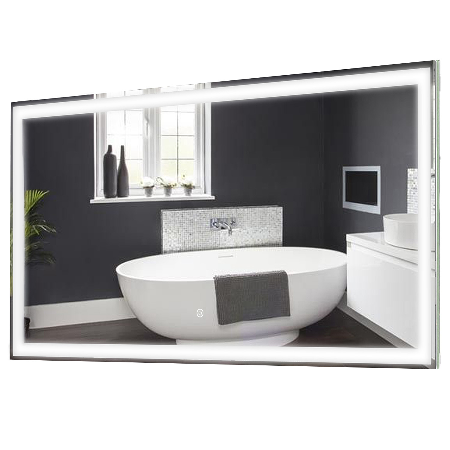 Beleuchteter Badezimmerspiegel 24x32 Cm – Mit LED, Entnebelung & Schwarzem Rahmen
