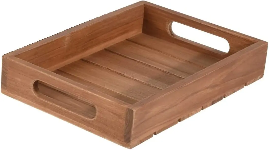 Teak Serviertablett braun Tablett Holz