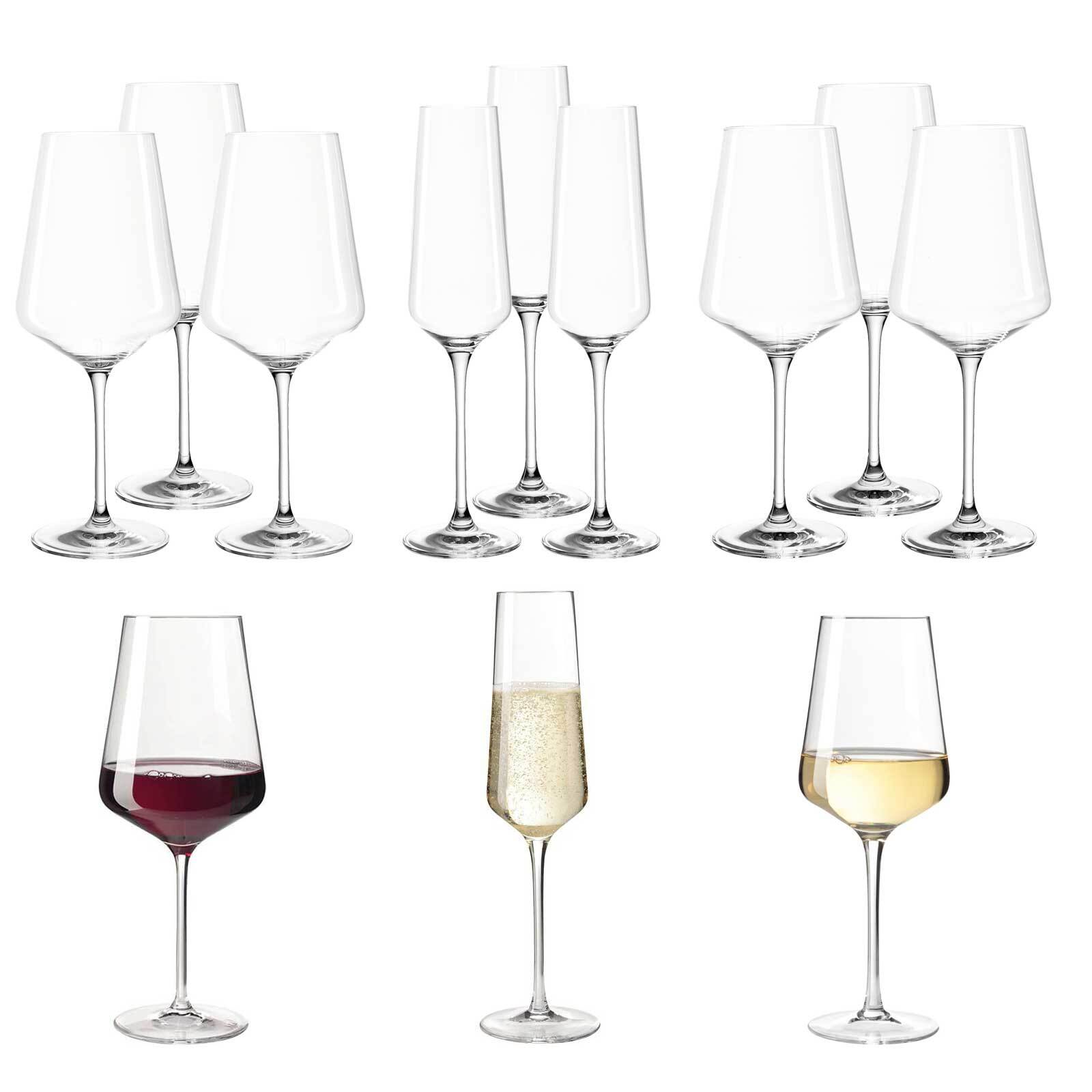 Lot De 12 Verres à Vin Jaugés 12,5/14,5 Cl - Verre Sodocalcique 21,5 Cl, Pied Haut, Dimensions 66x155 Mm