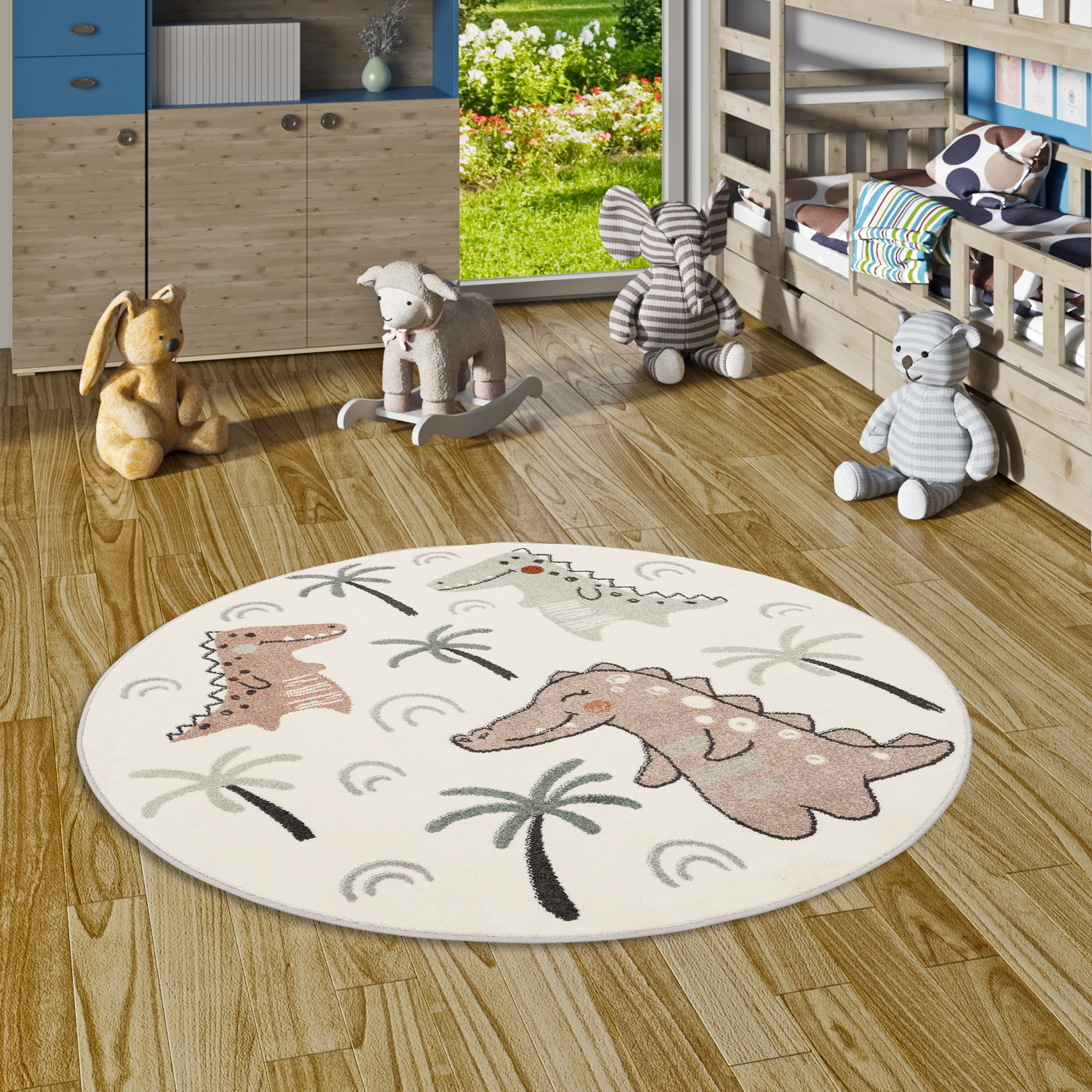 Pergamon Kinderzimmer Teppich Kurzflor Maui Kids Waldtiere Beige Braun In 5 Größen