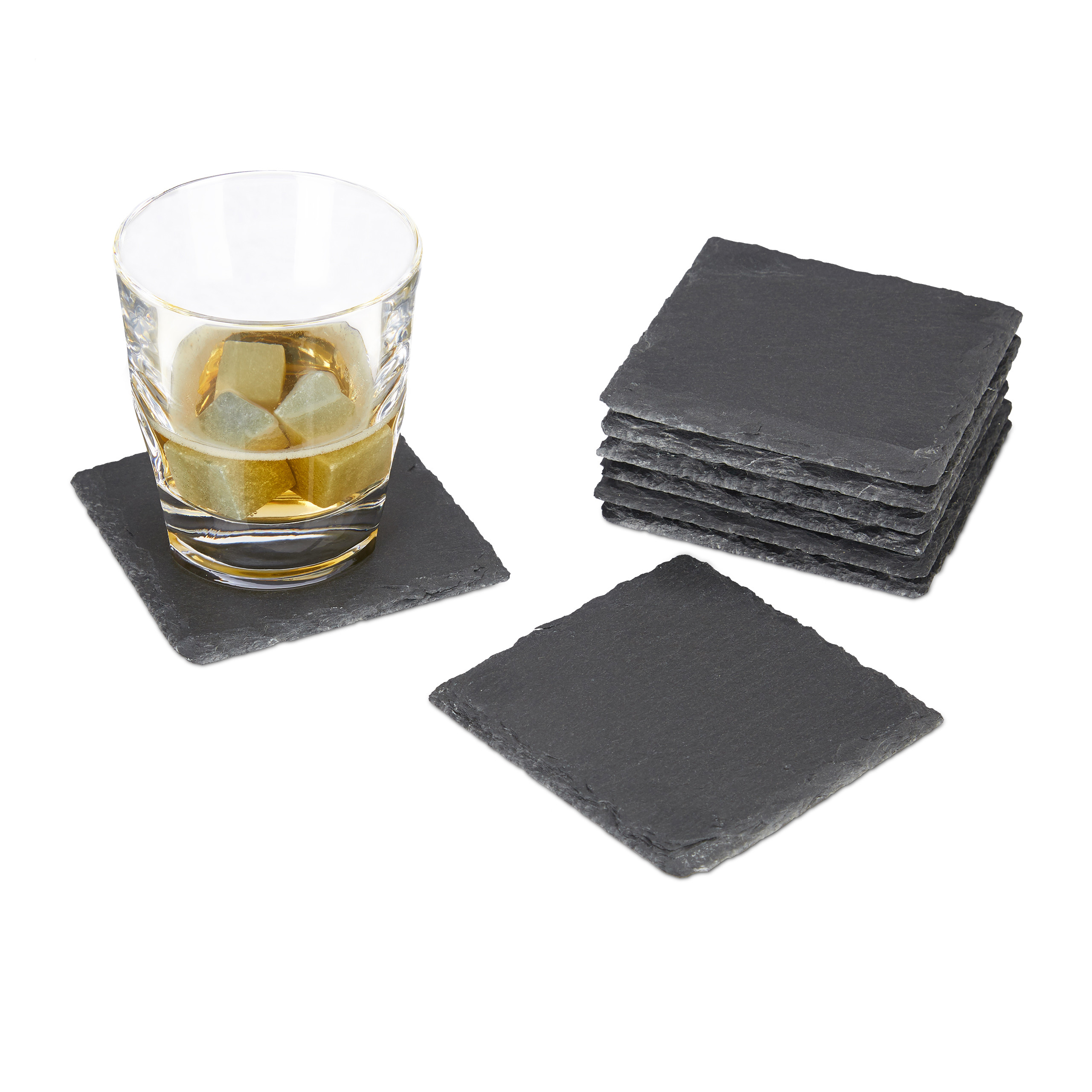 Lot De 48 Dessous De Verre Ronds En Ardoise 10,2 Cm Noirs - Rustiques Pour Boissons Et Gravure Laser