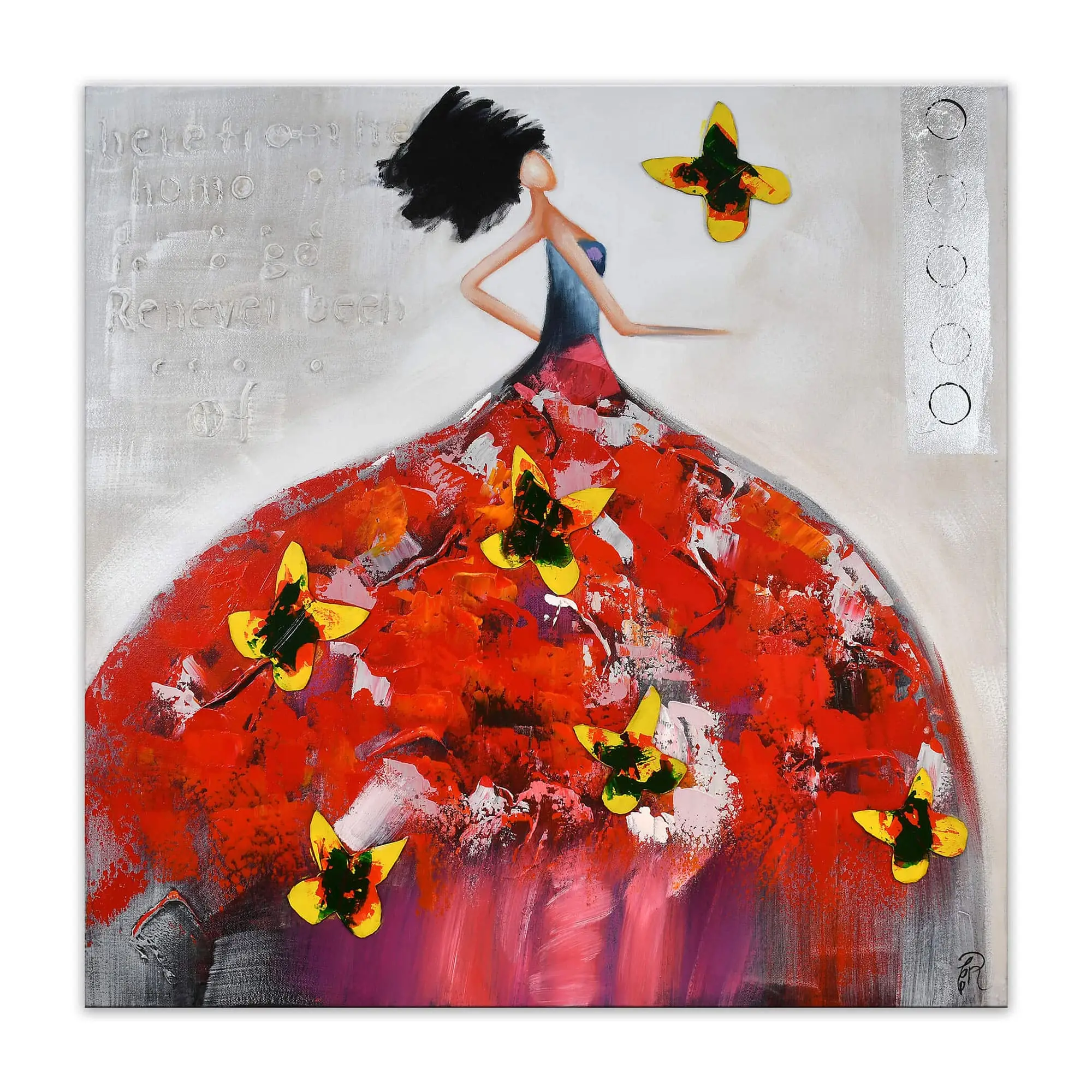 Malerei Frau mit Schmetterlingen