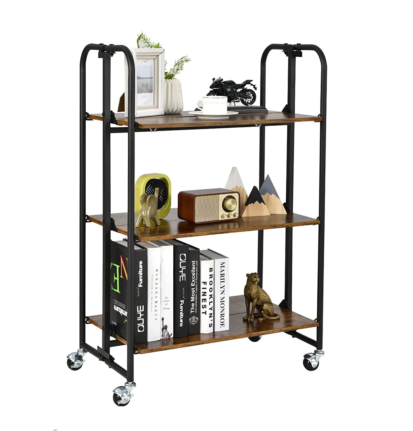 ZenMaarket Küchenwagen 4-stufig Aus Eisen - Mobiler Wagen Mit Rollen & 30kg Tragkraft