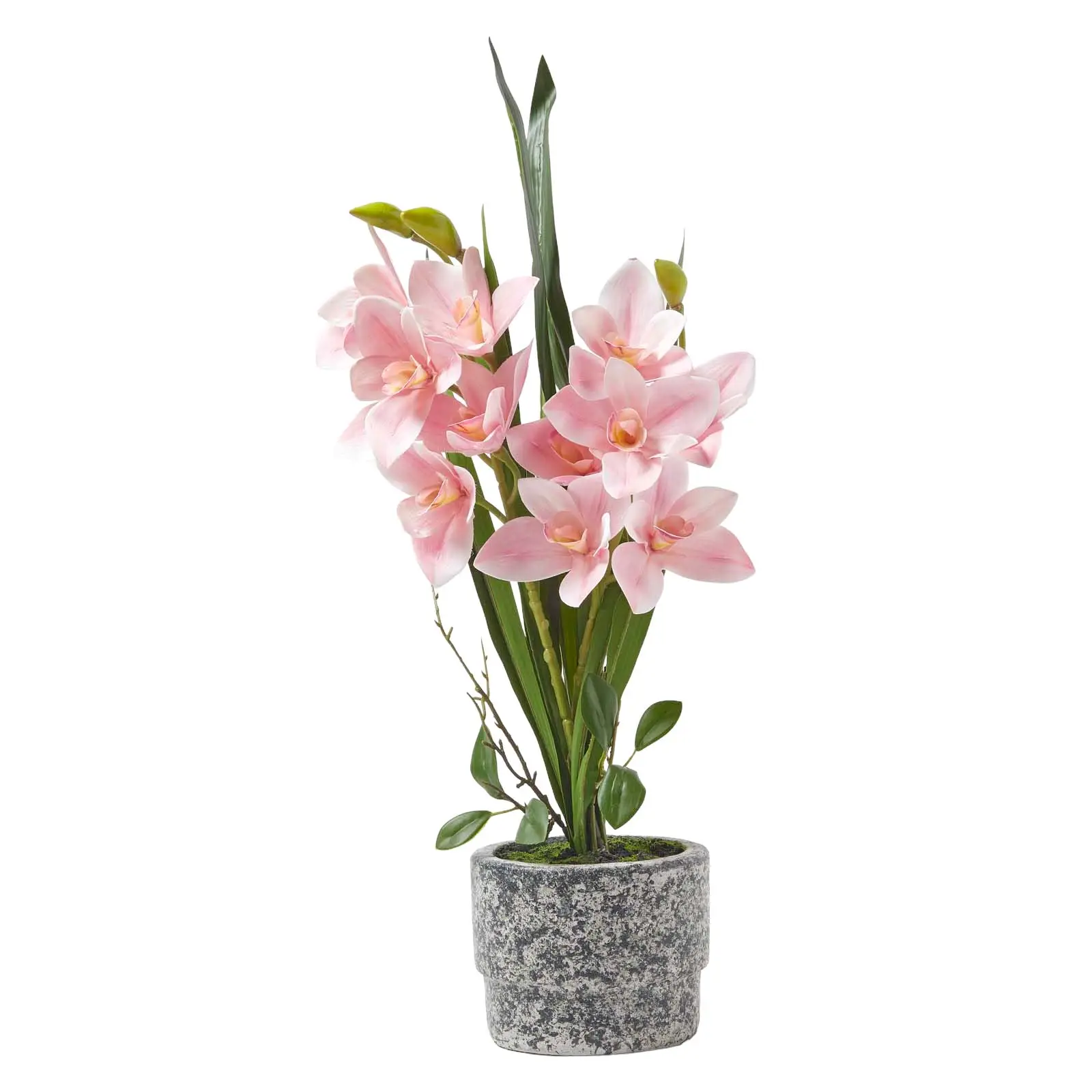 K眉nstliche Orchidee im Zement-Topf 58 cm