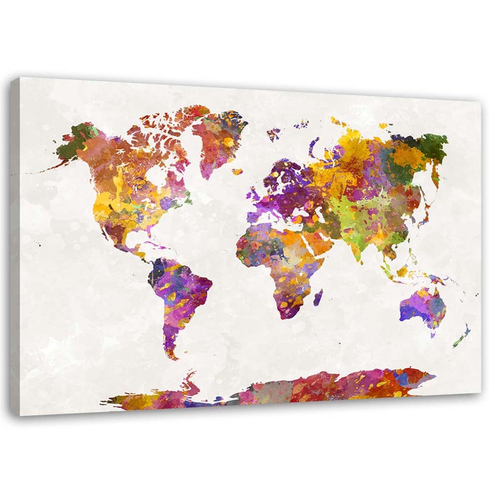 Leinwandbild Weltkarte Aquarell Bunt kaufen | home24