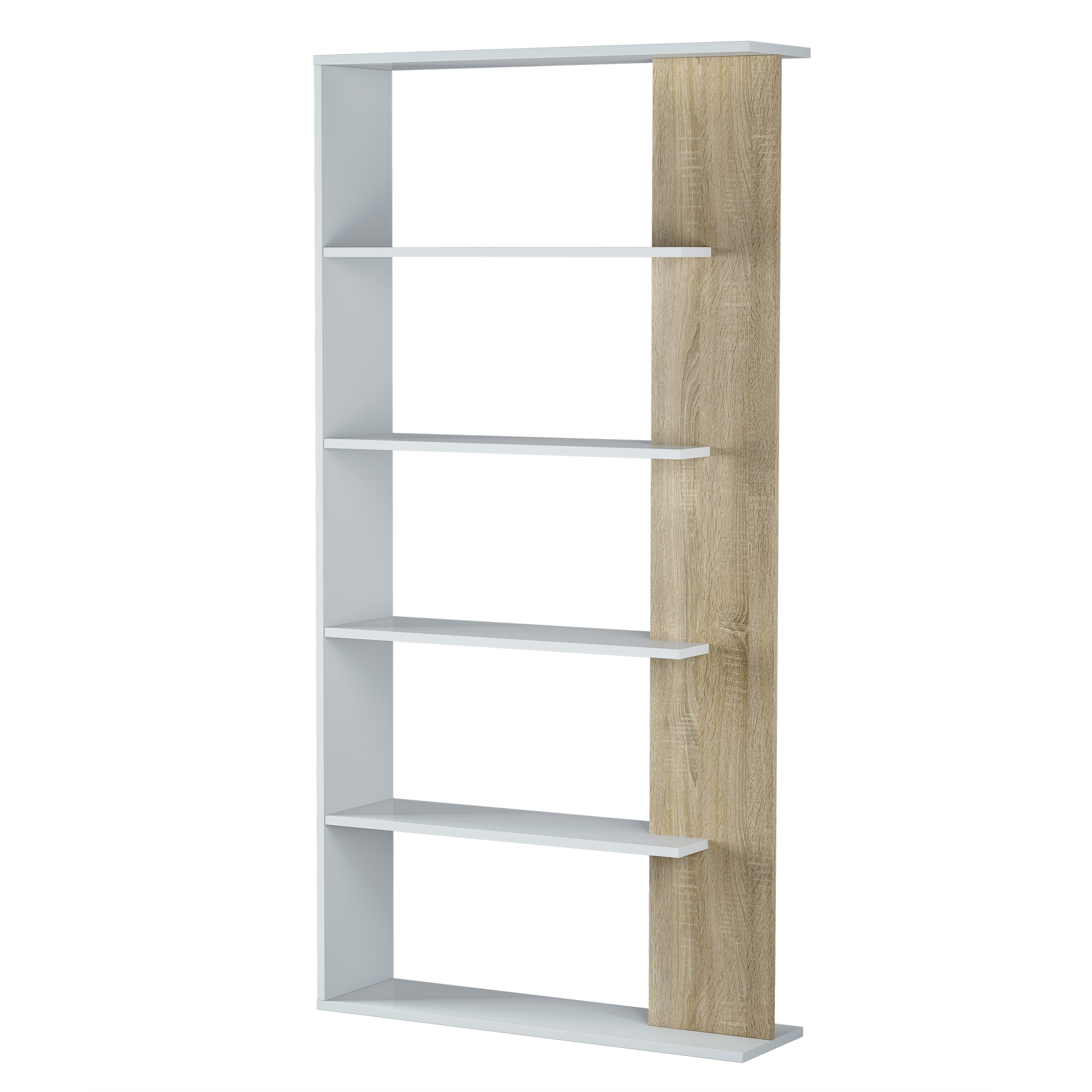 Bücherregal Lugo Weiß/Eiche 5 Fächer kaufen home24