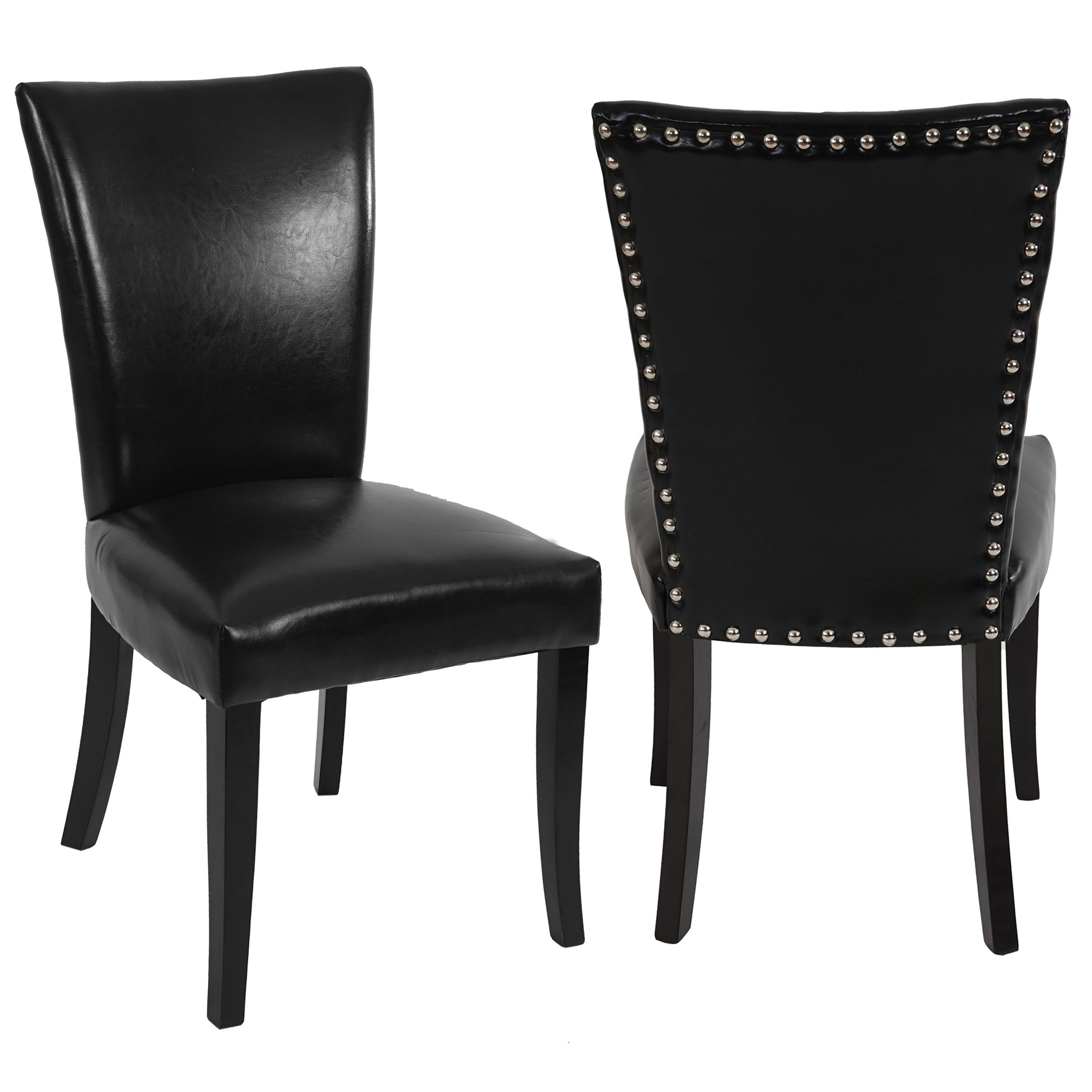 2x Esszimmerstühle Schwarz Kunstleder Stuhl Set Hochlehner Küchenstuhl Modern 2x Esszimmerstühle Schwarz Kunstleder Stuhl Set Hochlehner Küchenstuhl Modern